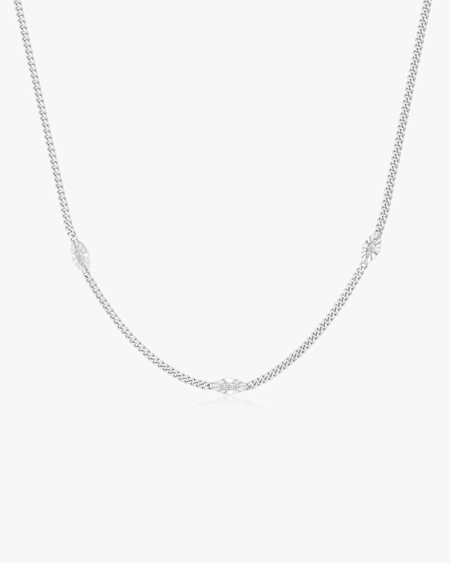 Luna Gaze Silver Evil Eye Station Necklace