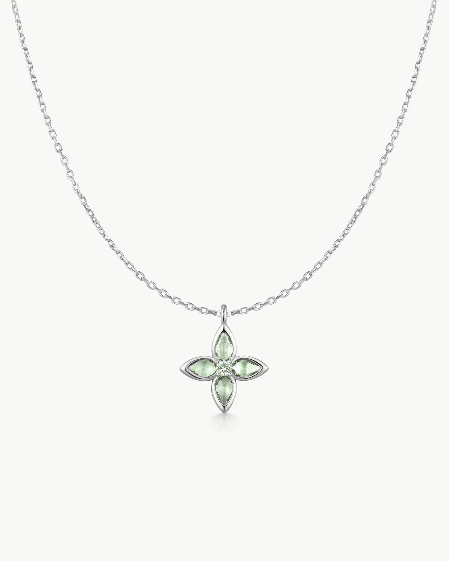 Ripple Joy Silver Mint Green Lucky Clover Necklace