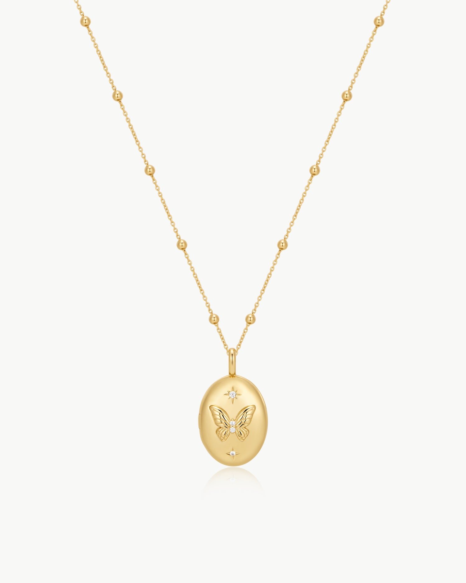 Ripple Joy Gold Butterfly Locket Necklace