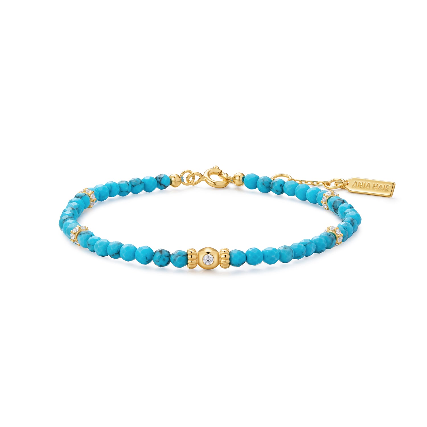 Ripple Joy Gold Lab-Created Turquoise Beaded Bracelet