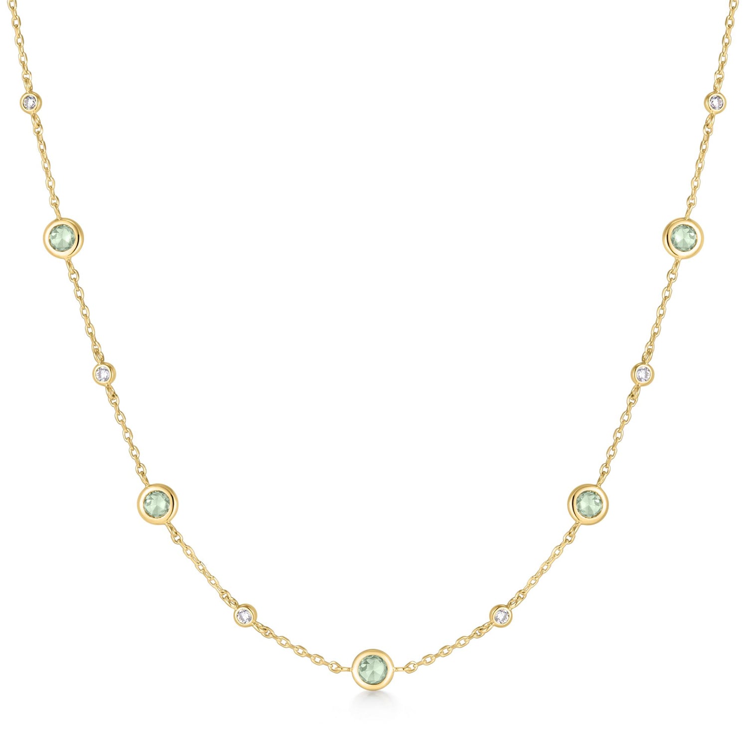 Ripple Joy Gold Mint Green Station Necklace