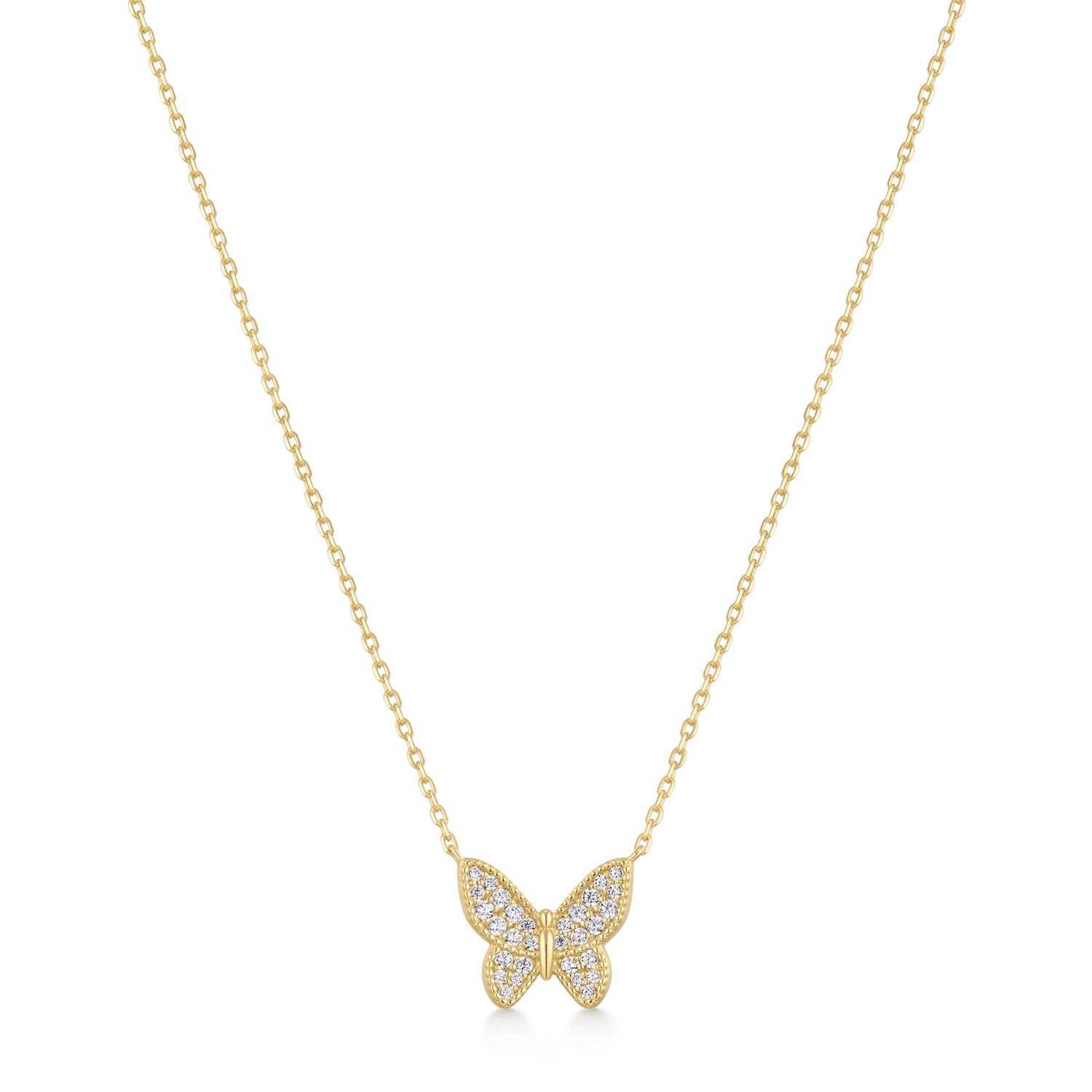 Ripple Joy Gold Butterfly Pave Necklace