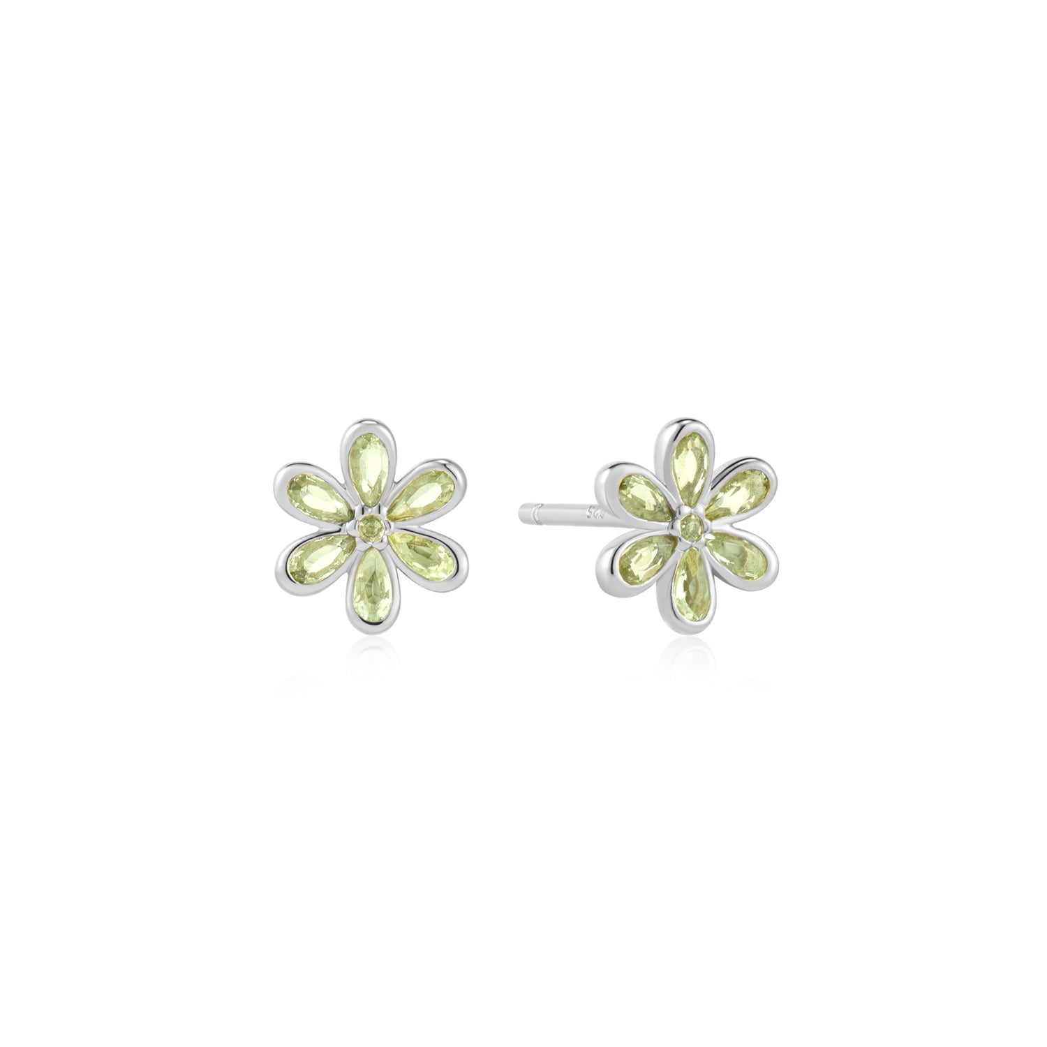 Ripple Joy Silver Mint Green Floral Stud Earrings