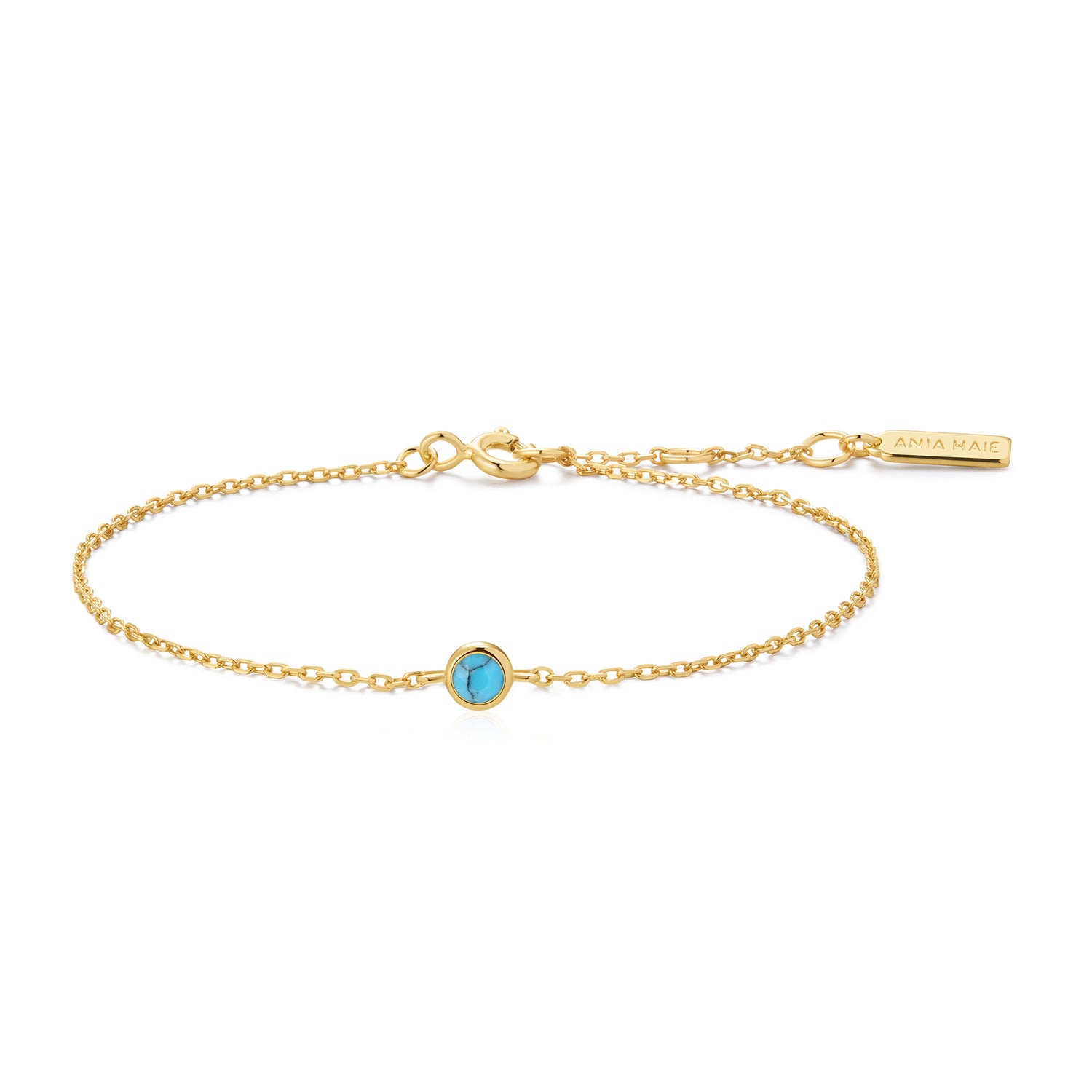 Ripple Joy Gold Bezel-Set Lab-Created Turquoise Solitaire Bracelet