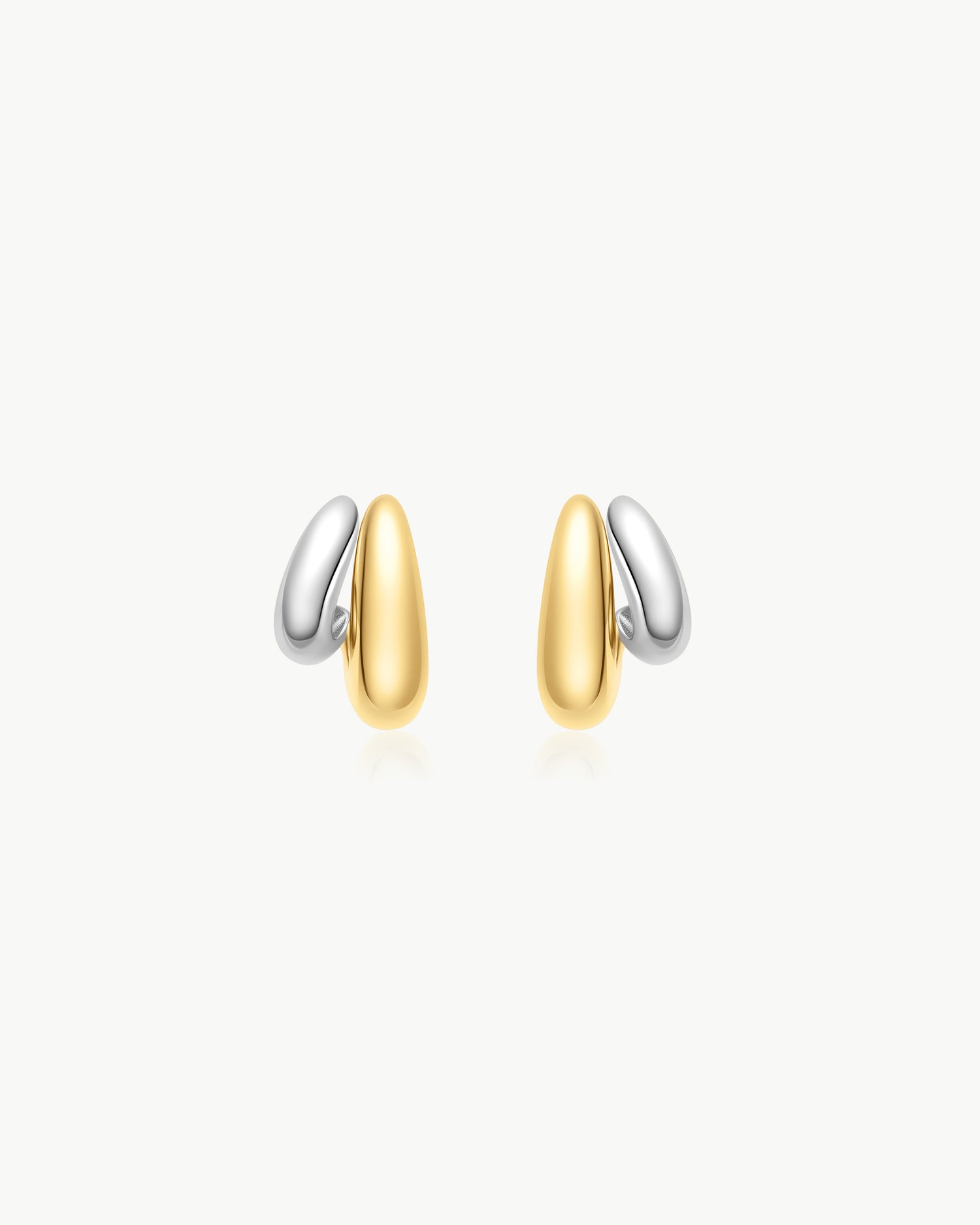 Tide Echo Two-Tone Dome Stud Hoop Earrings