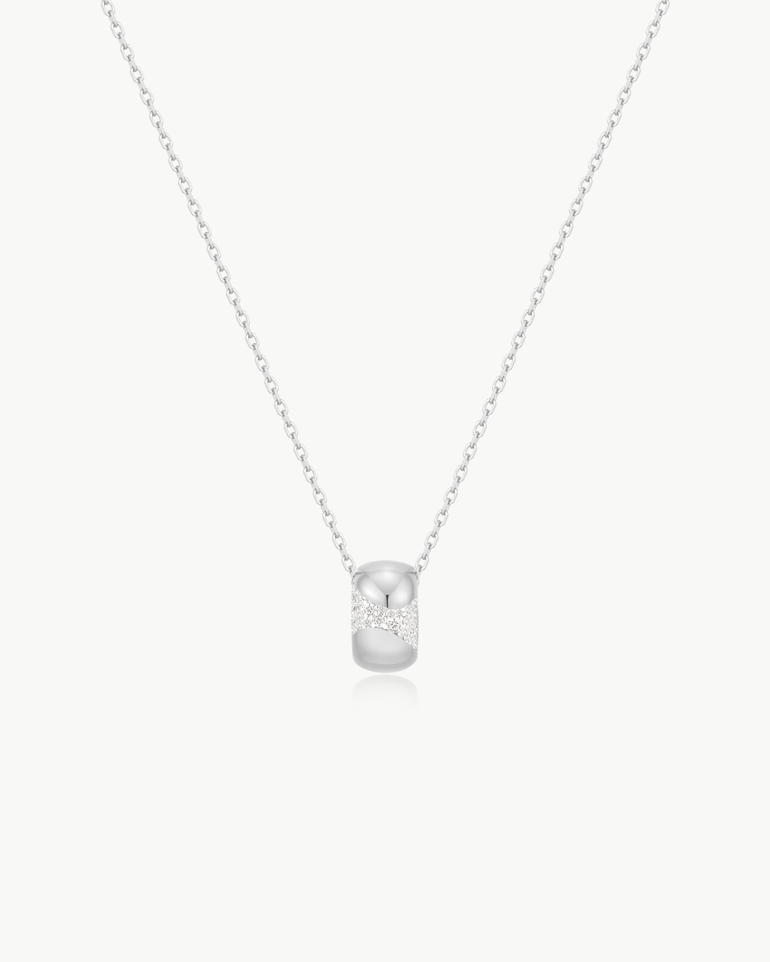 Tide Echo Silver Puffed Rivulet Pave Necklace