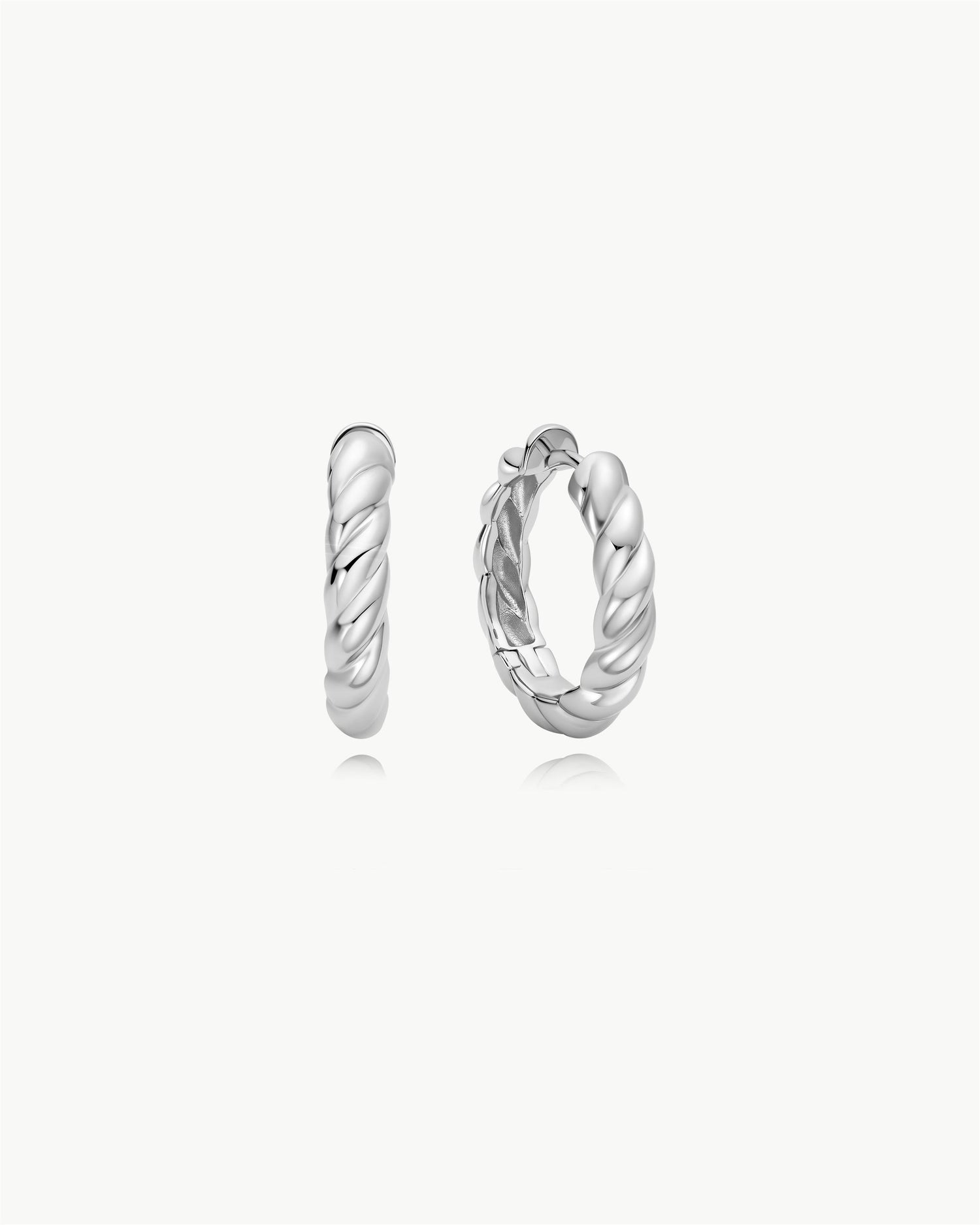 Tide Echo Silver Twisted Huggie Hoop Earrings