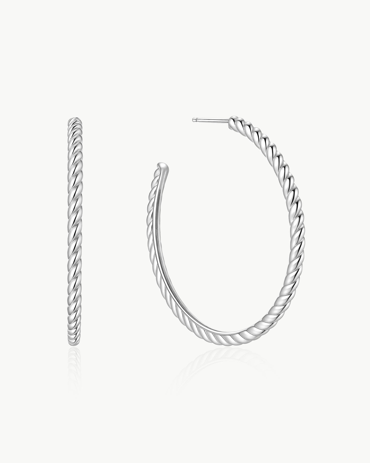 Tide Echo Silver Twisted Oversized Hoop Earrings