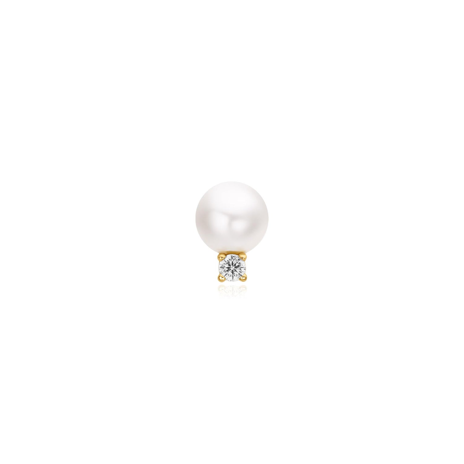 Ear Edit Gold Shell Pearl with Sparkling Accent Barbell Single Earring