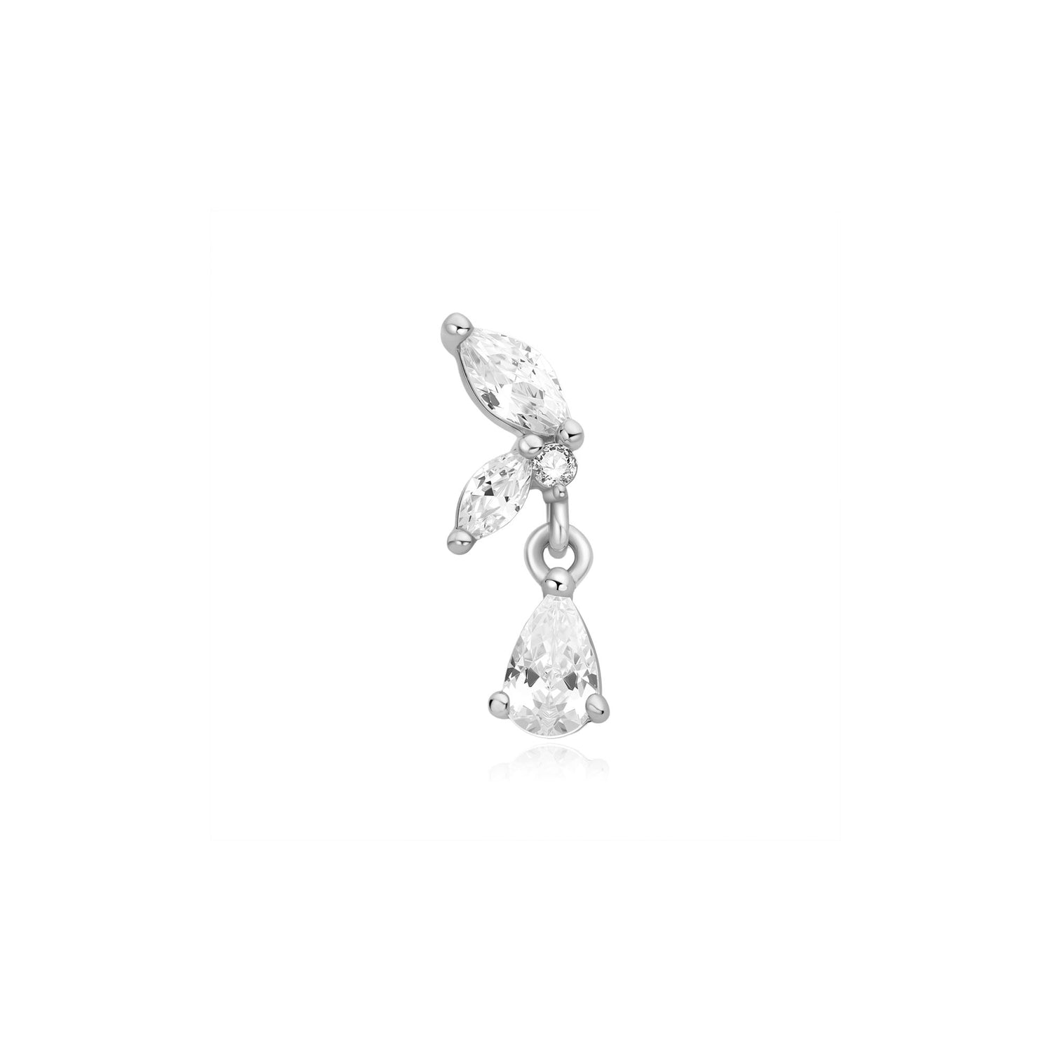 Ear Edit Silver Marquise Dangle Barbell Single Earring