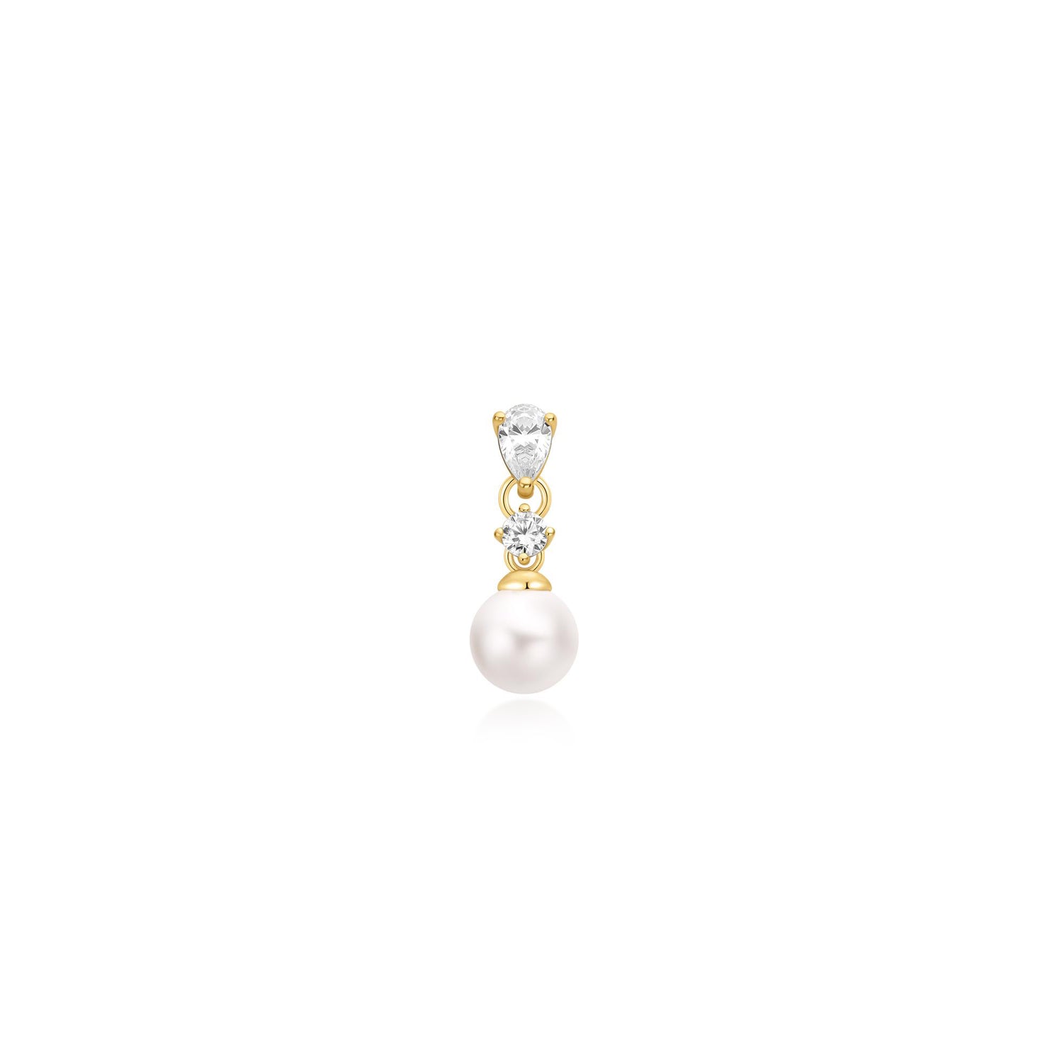 Ear Edit Gold Shell Pearl Dangling Barbell Single Earring