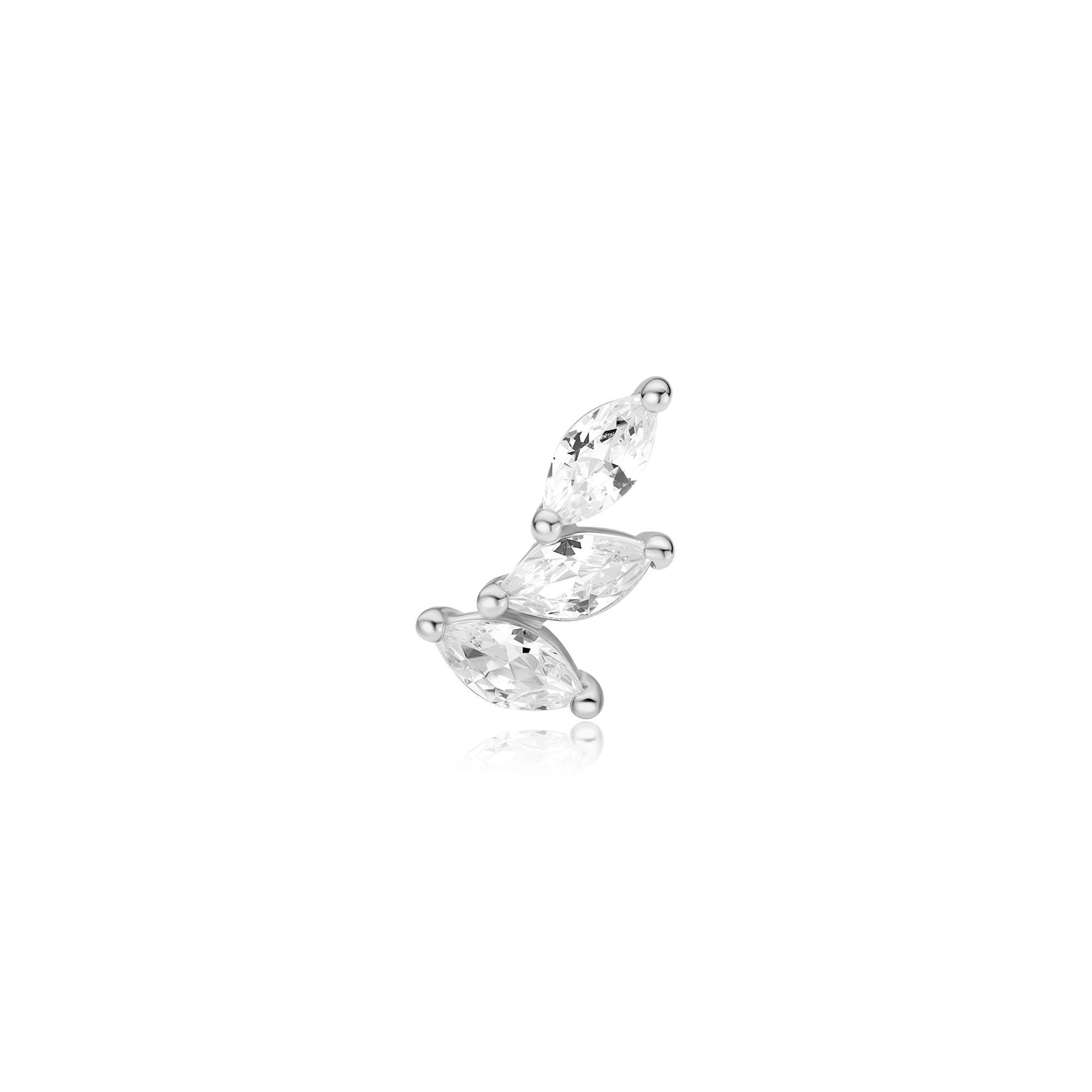 Ear Edit Silver Triple Marquise Barbell Single Earring