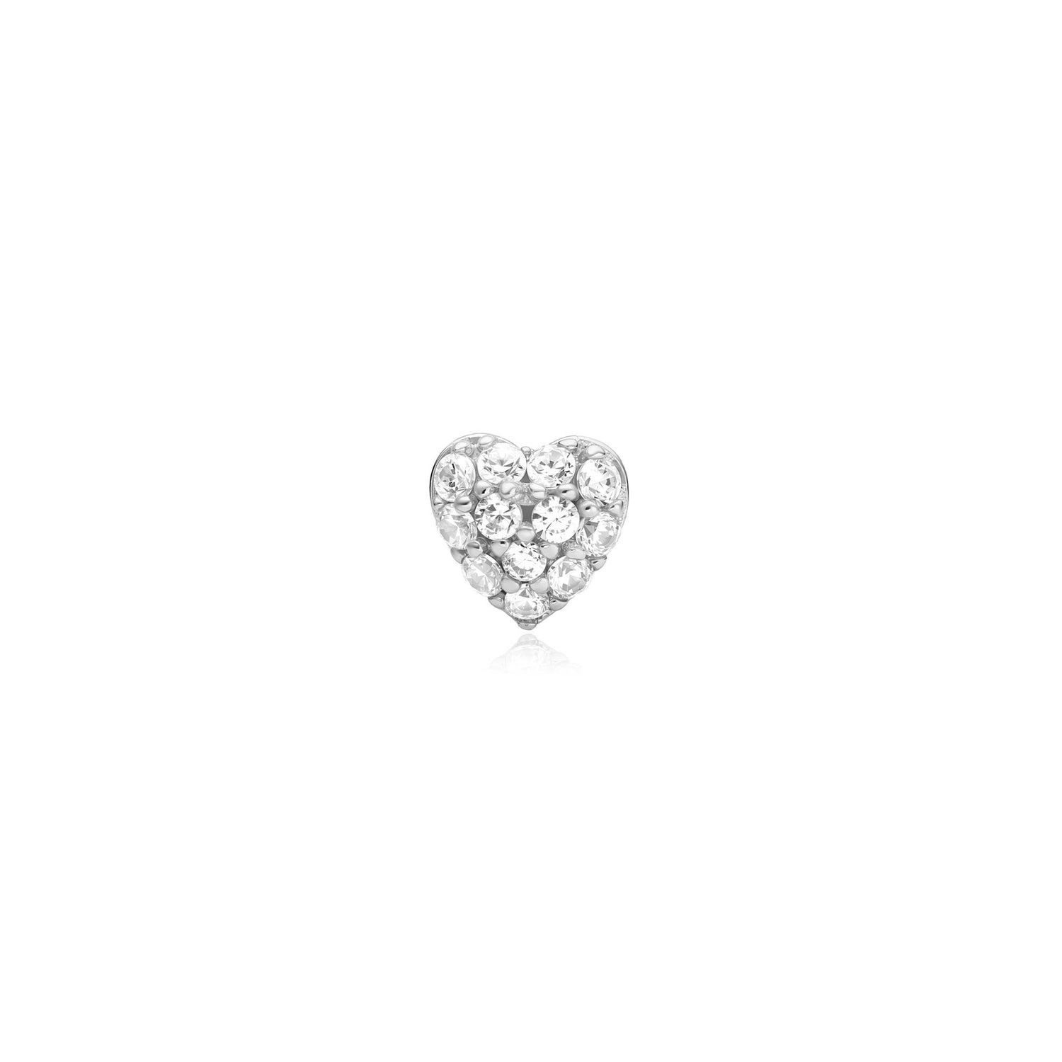 Ear Edit Silver Pave Heart Barbell Single Earring