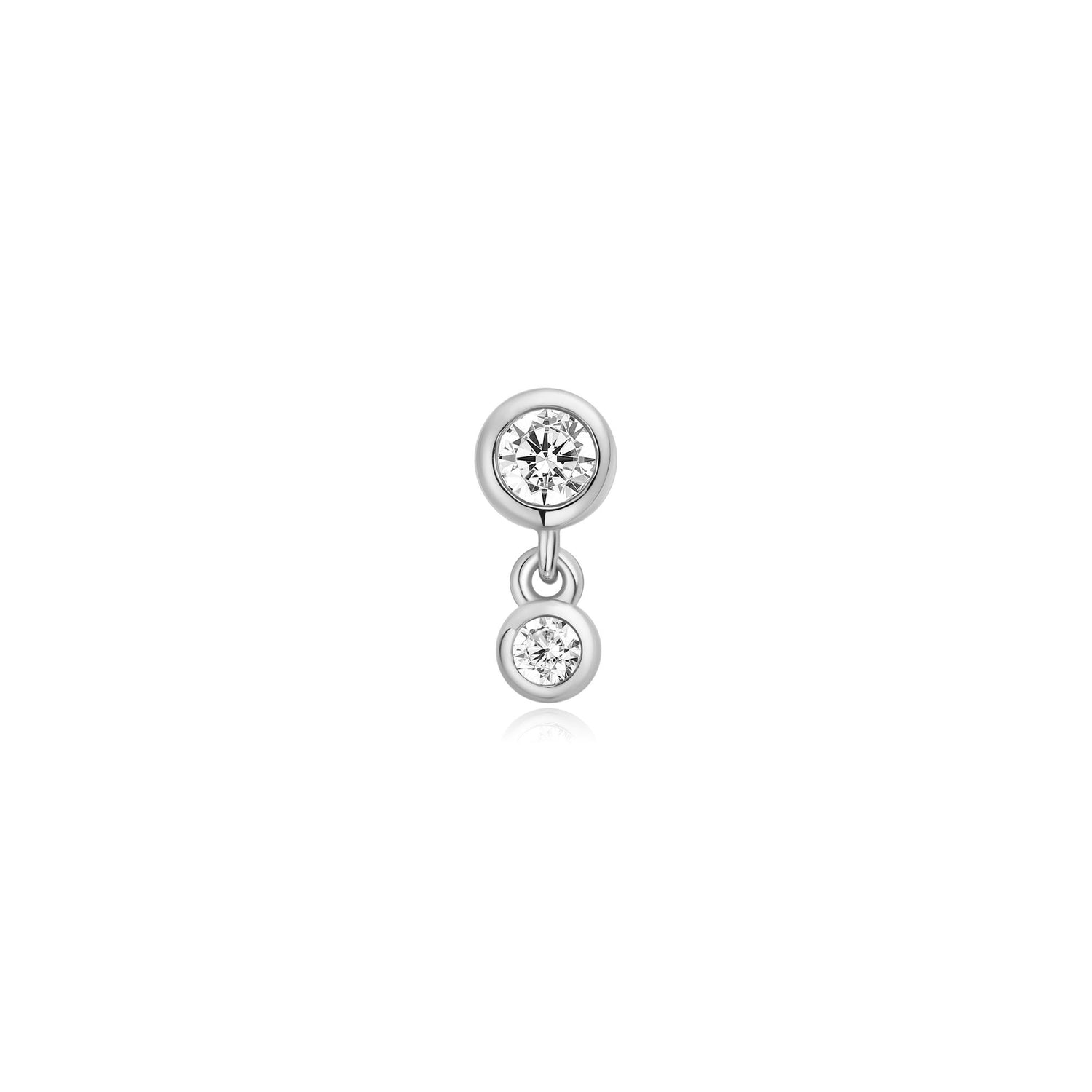 Ear Edit Silver Bezel Dangle Barbell Single Earring