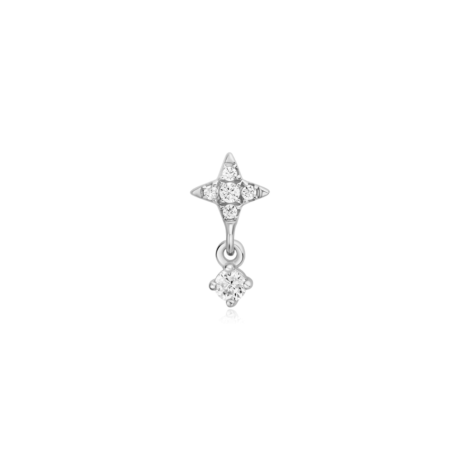 Ear Edit Silver Star Dangle Barbell Single Earring