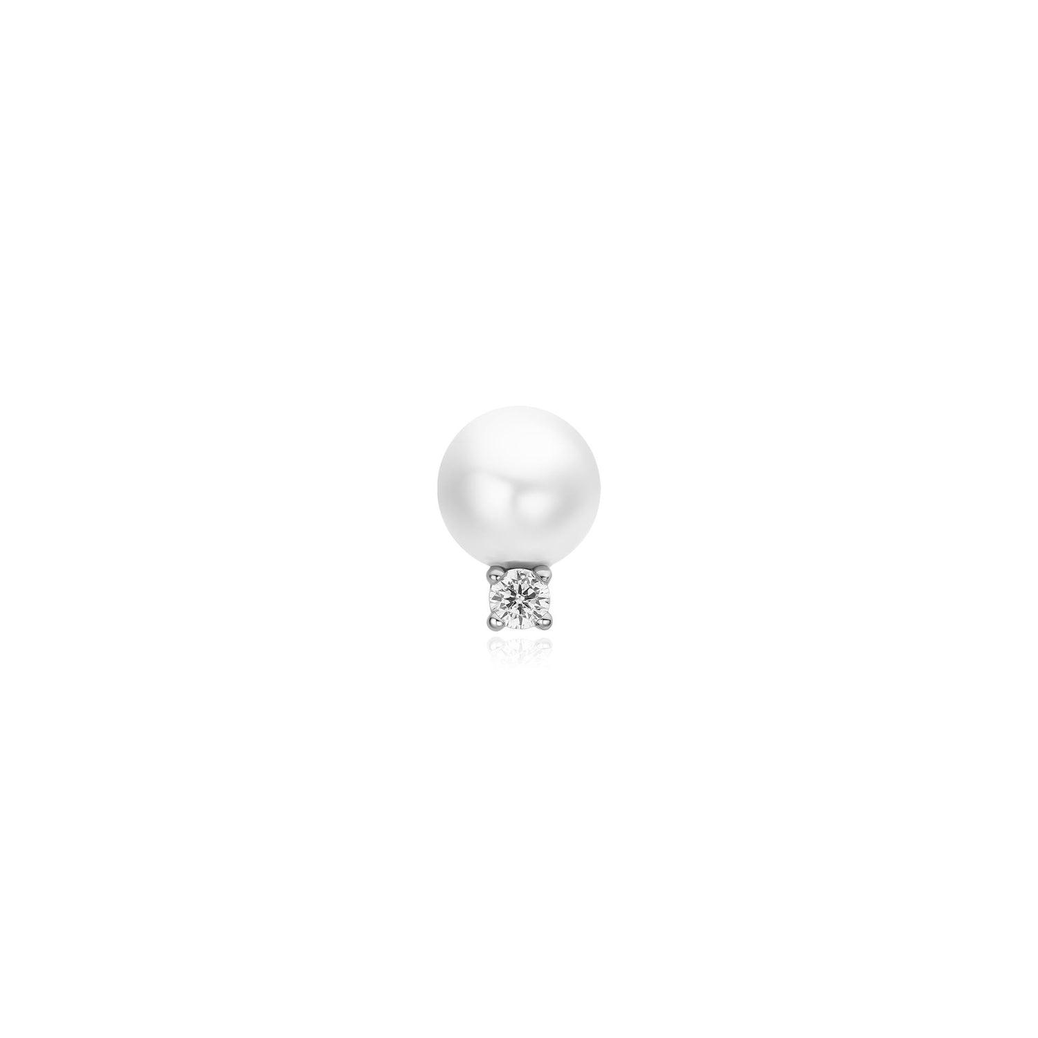 Ear Edit Silver Shell Pearl with Sparkling Accent Barbell Single Earring