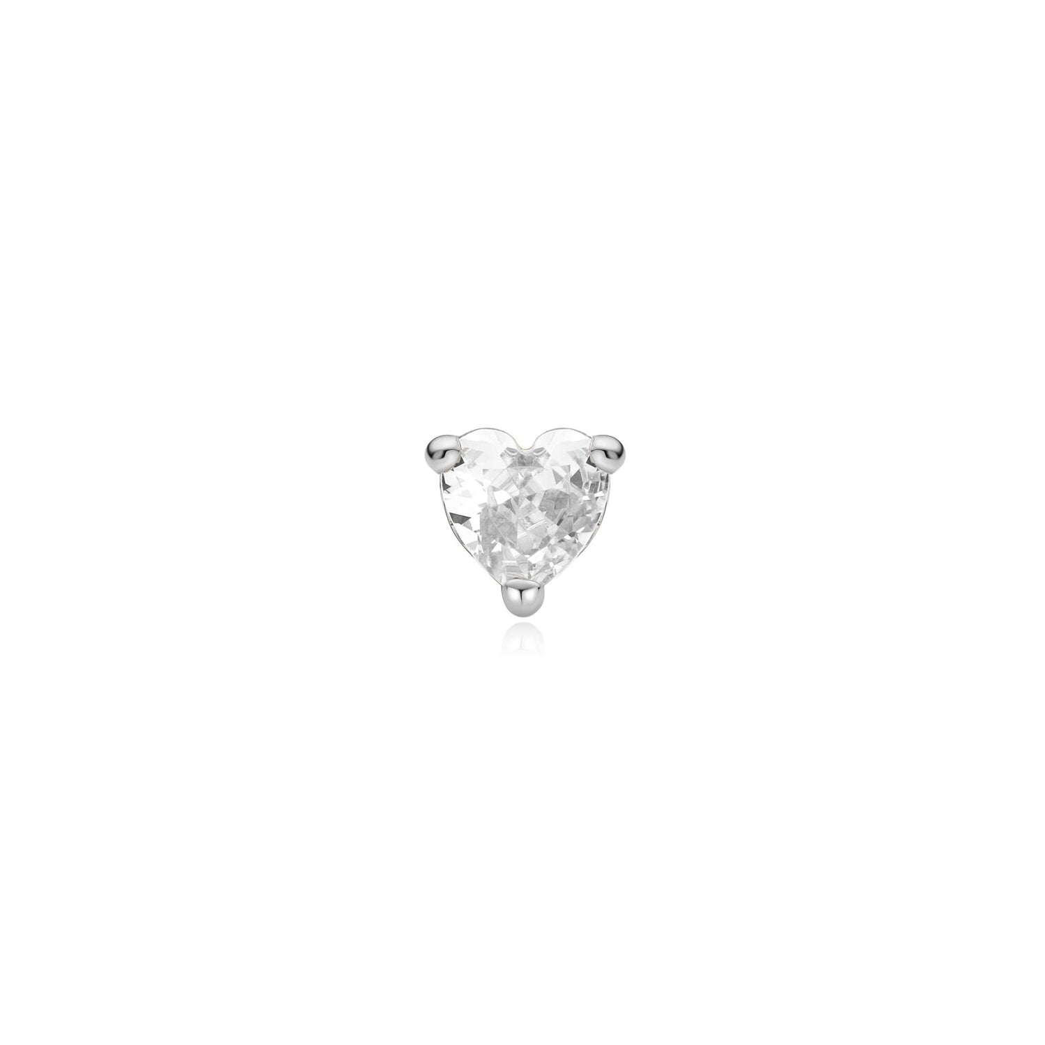 Ear Edit Silver Heart Barbell Single Earring