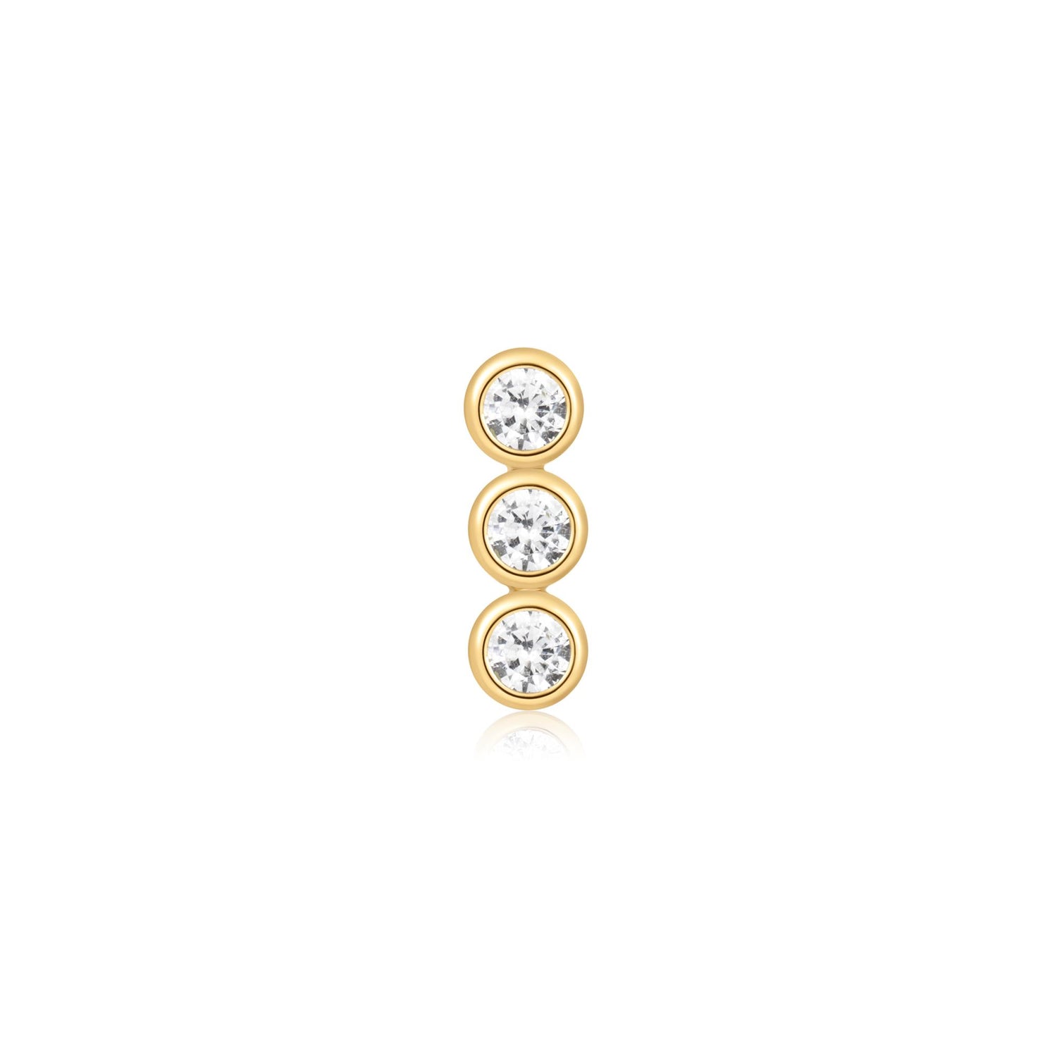 Ear Edit Gold Triple Stone Bezel Barbell Single Earring