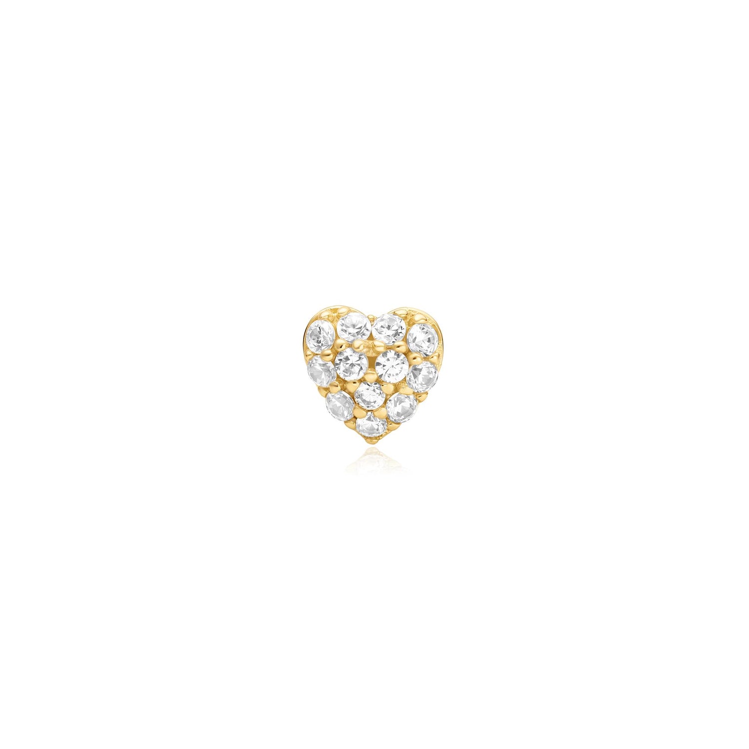 Ear Edit Gold Pave Heart Barbell Single Earring