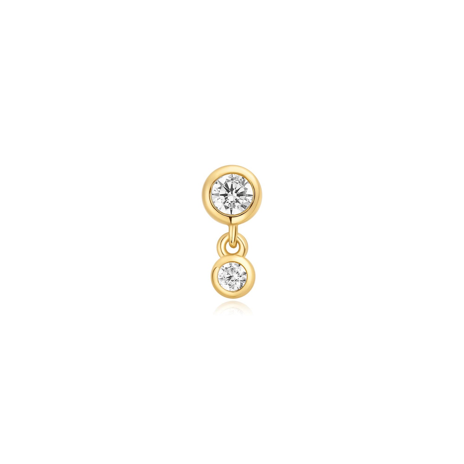 Ear Edit Gold Bezel Dangle Barbell Single Earring