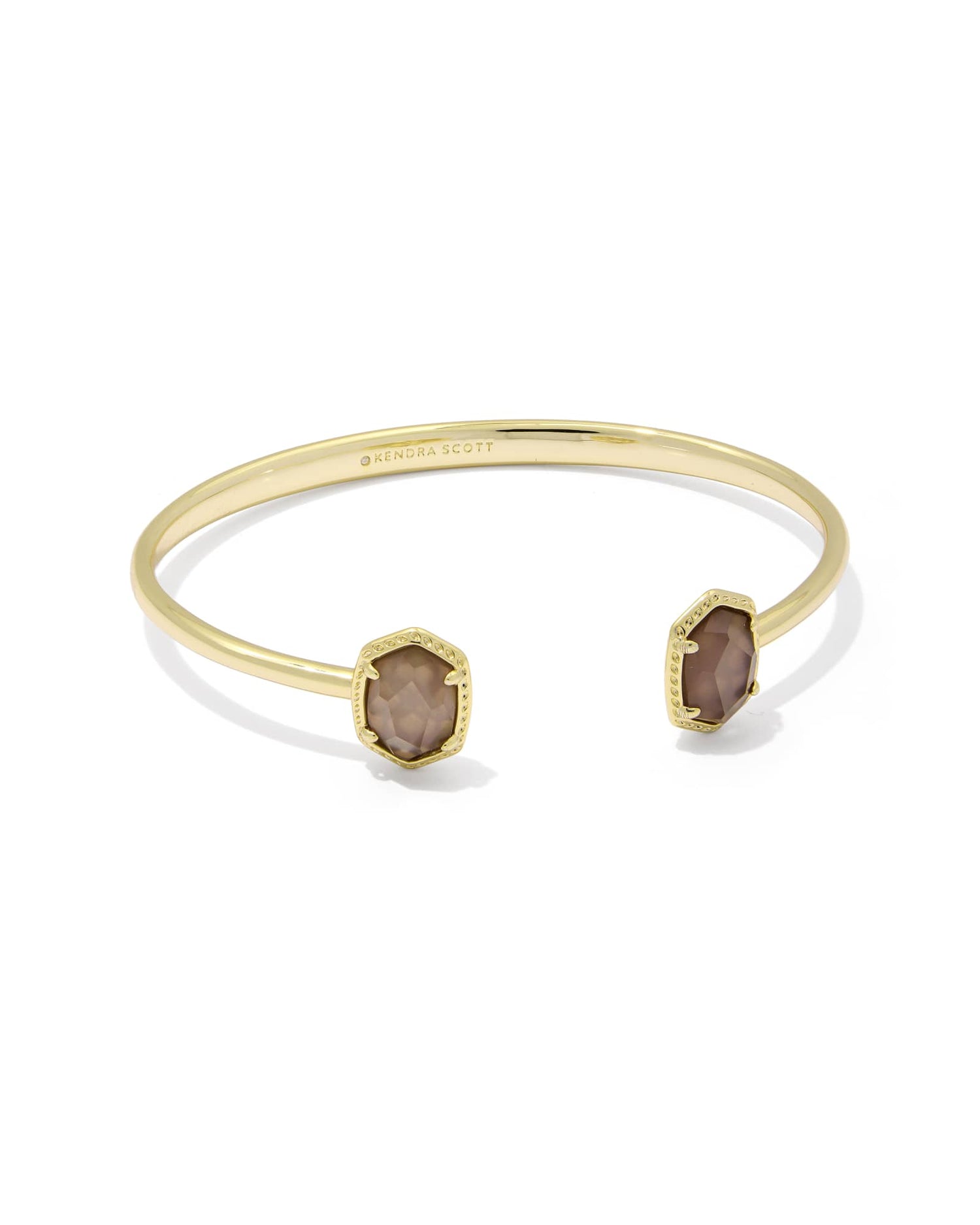 Daphne Frame Cuff Bracelet Gold Taupe Mother of Pearl S/M