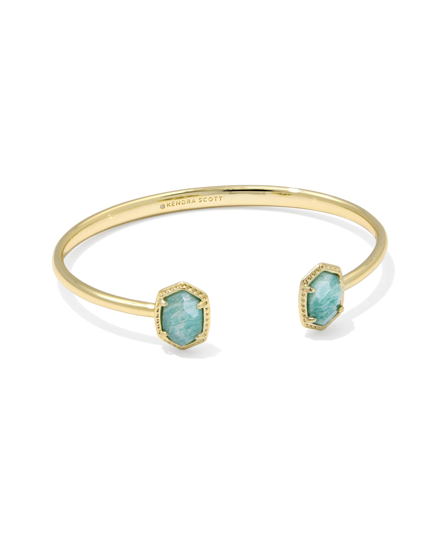 Daphne Frame Cuff Bracelet Gold Teal Amazonite S/M