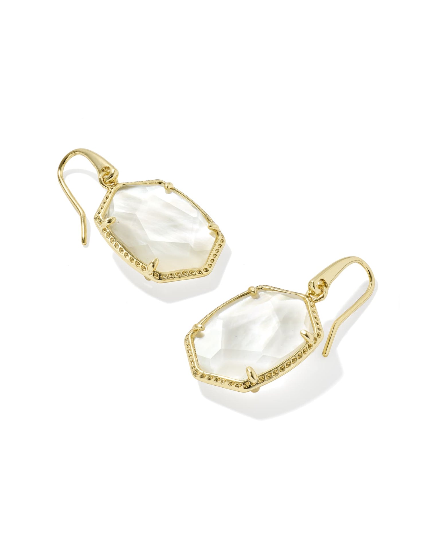 Daphne Frame Drop Earrings Gold Ivory Mother of Pearl