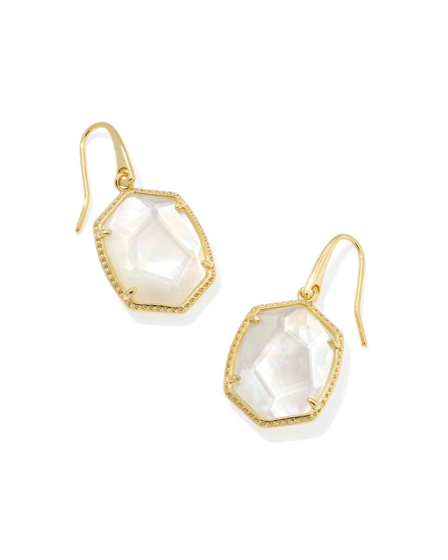 Daphne Frame Drop Earrings Gold Ivory Mother of Pearl