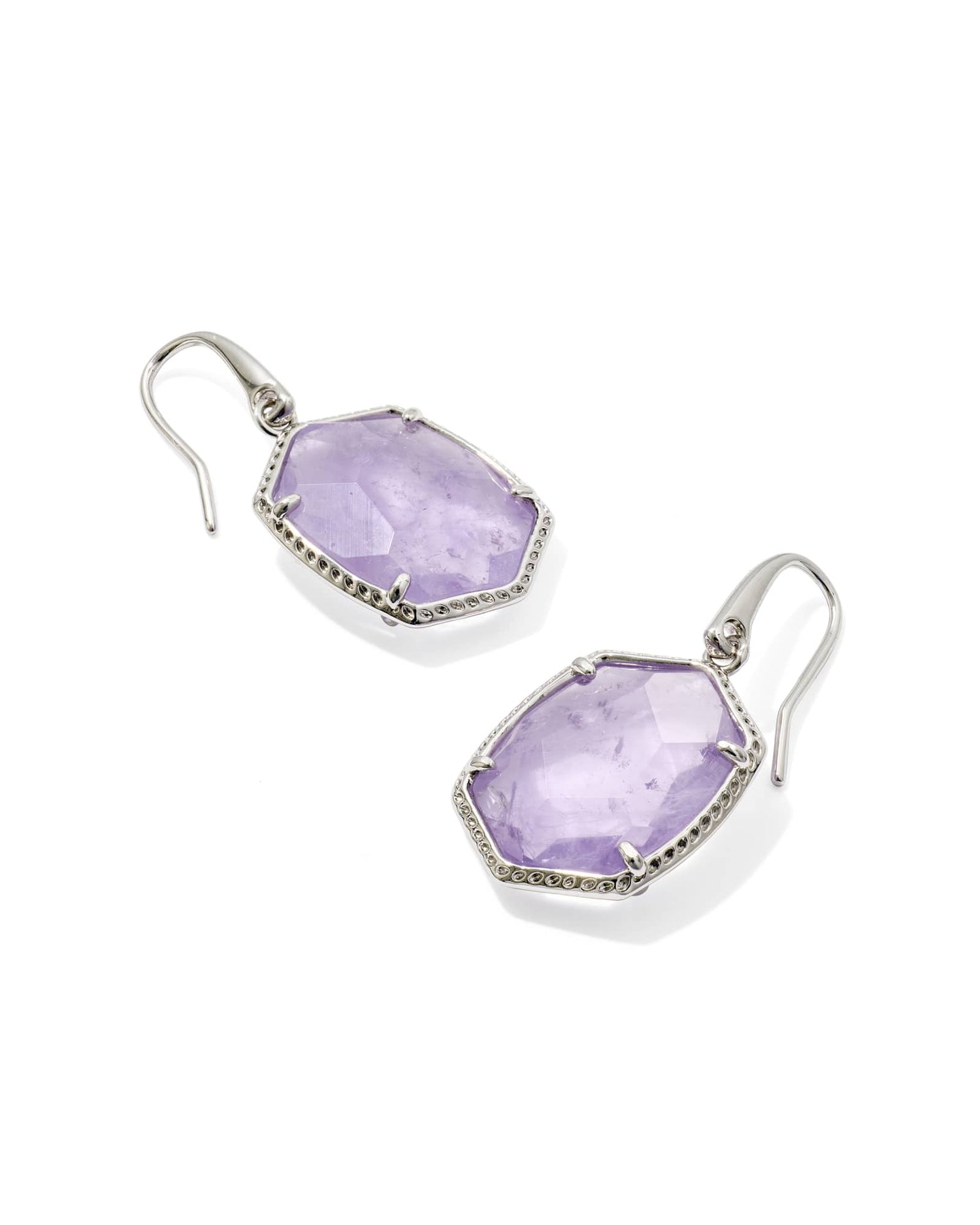 Daphne Frame Drop Earrings Silver Purple Amethyst