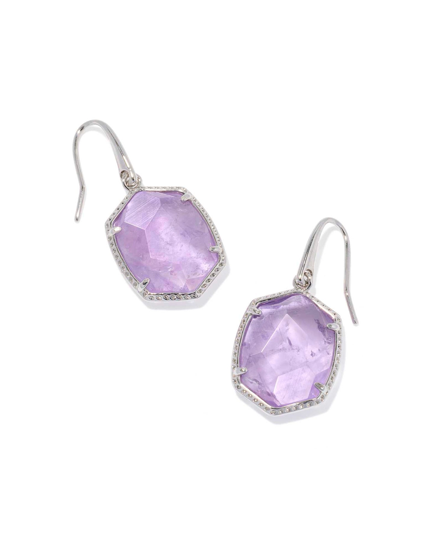 Daphne Frame Drop Earrings Silver Purple Amethyst
