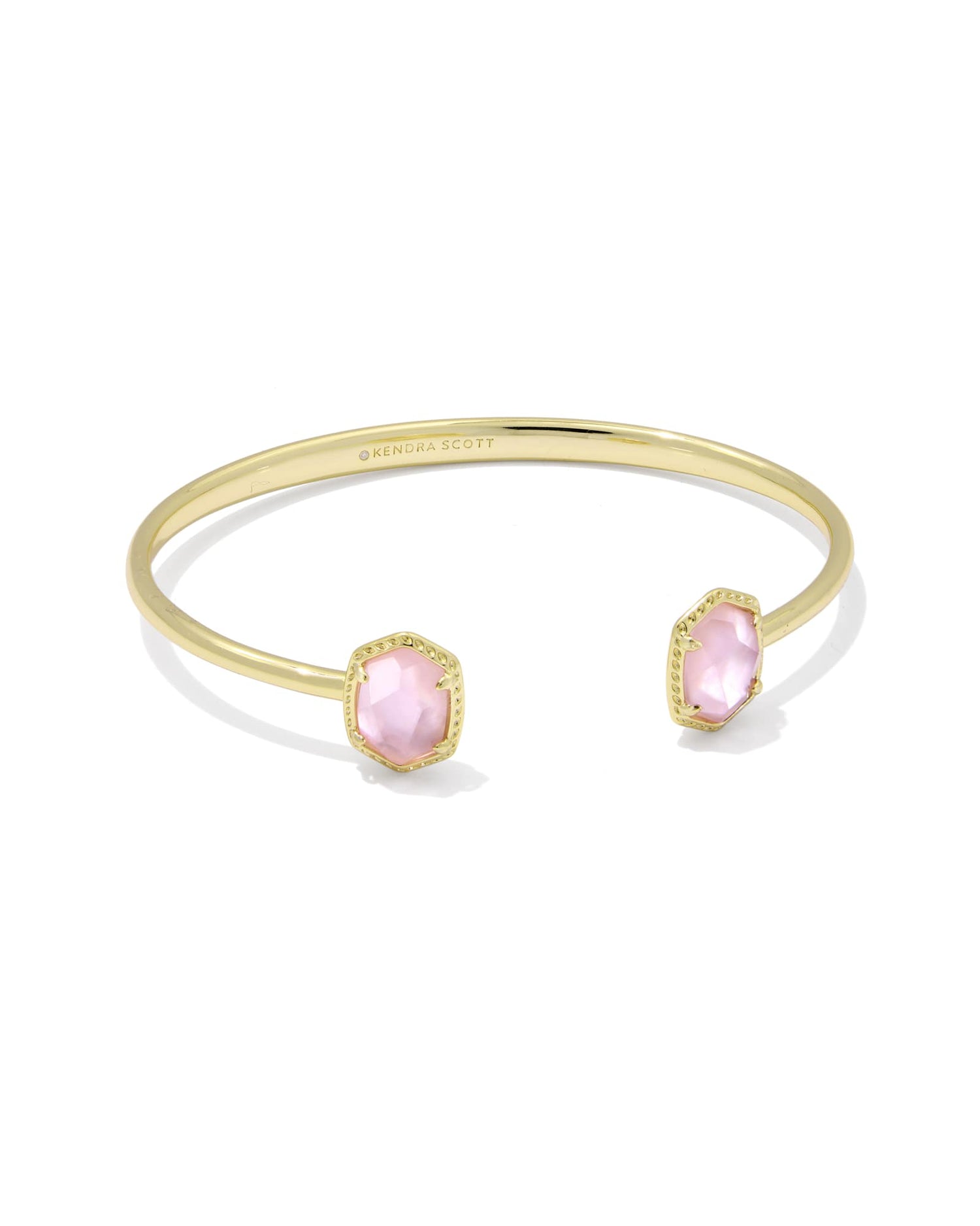 Daphne Frame Cuff Bracelet Gold Light Pink Mother of Pearl S/M