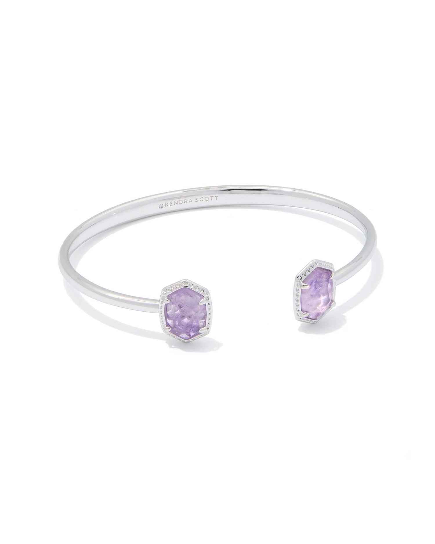Daphne Frame Cuff Bracelet Silver Purple Amethyst S/M