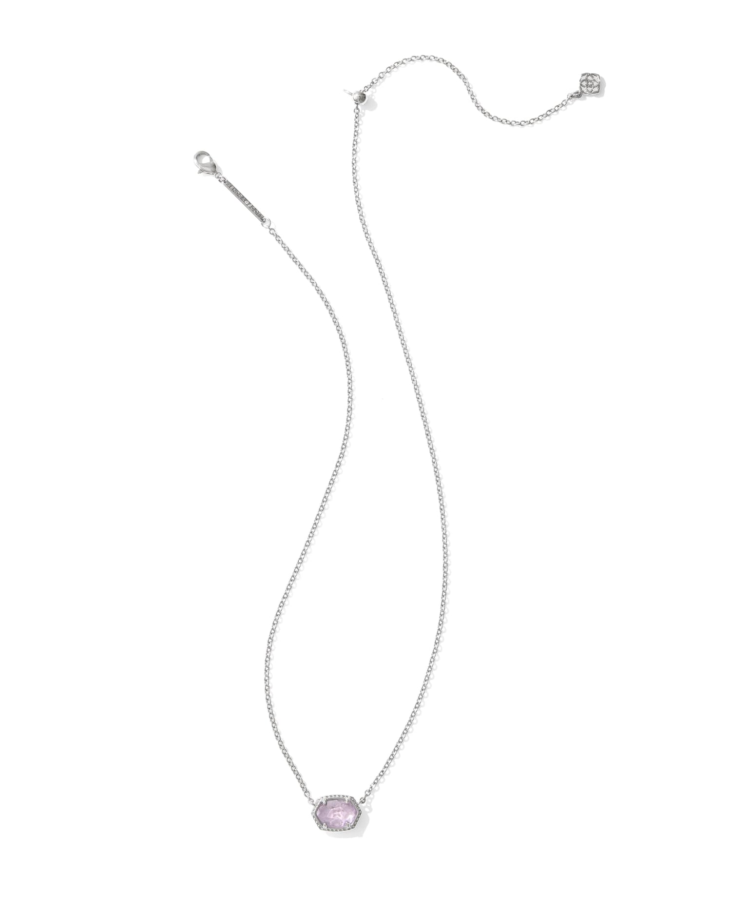 Daphne Frame Short Pendant Necklace Silver Purple Amethyst