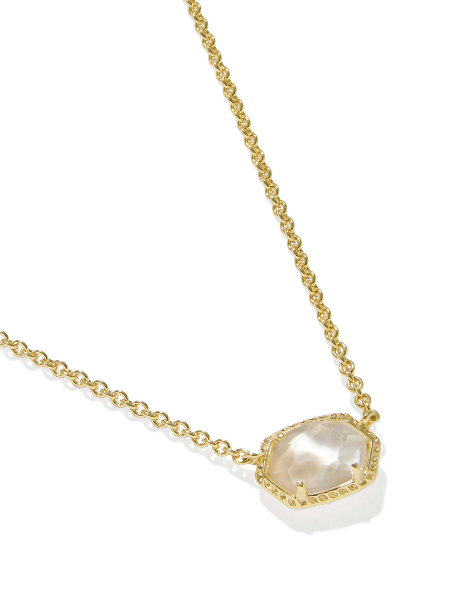 Daphne Frame Short Pendant Necklace Gold Ivory Mother of Pearl