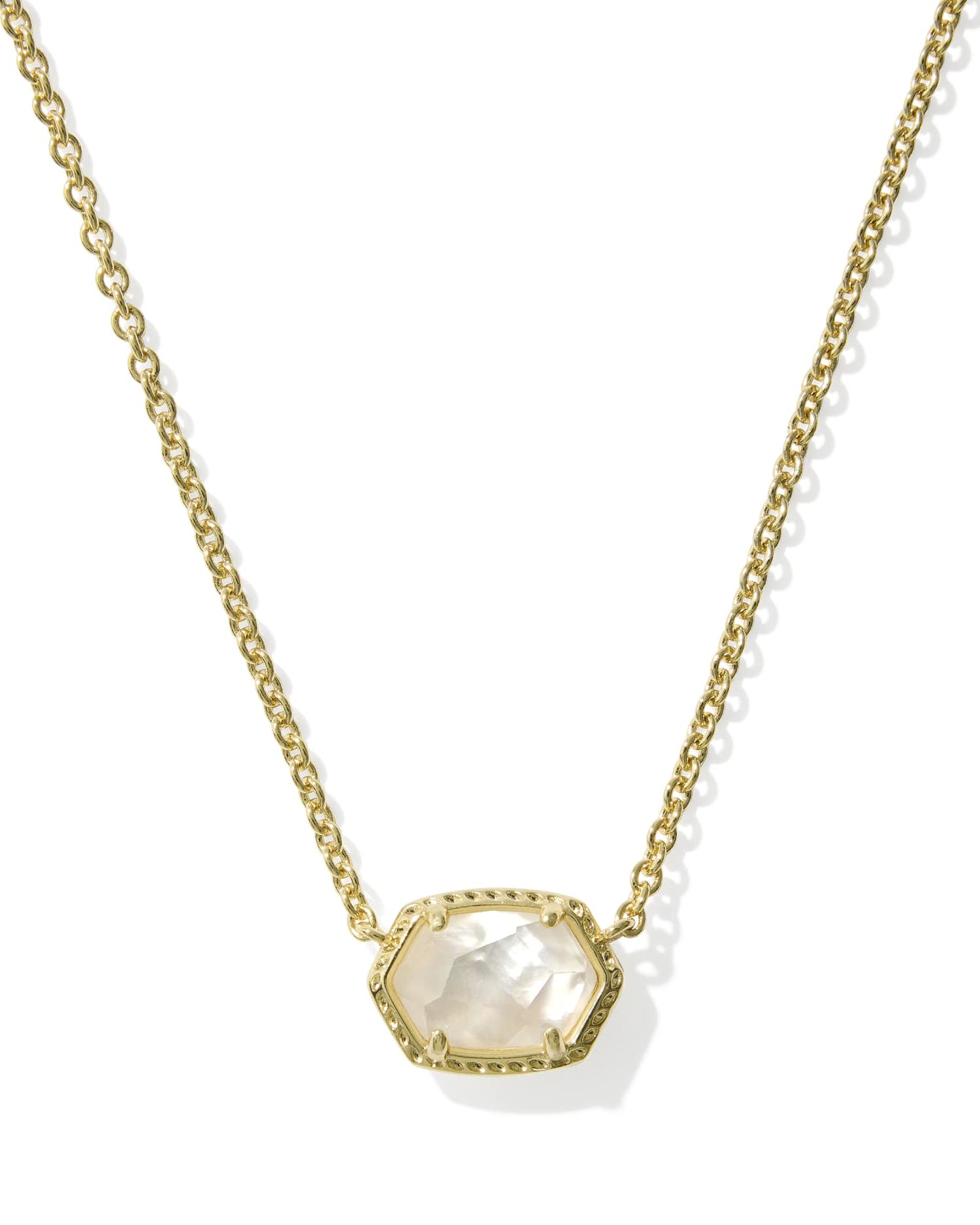 Daphne Frame Short Pendant Necklace Gold Ivory Mother of Pearl