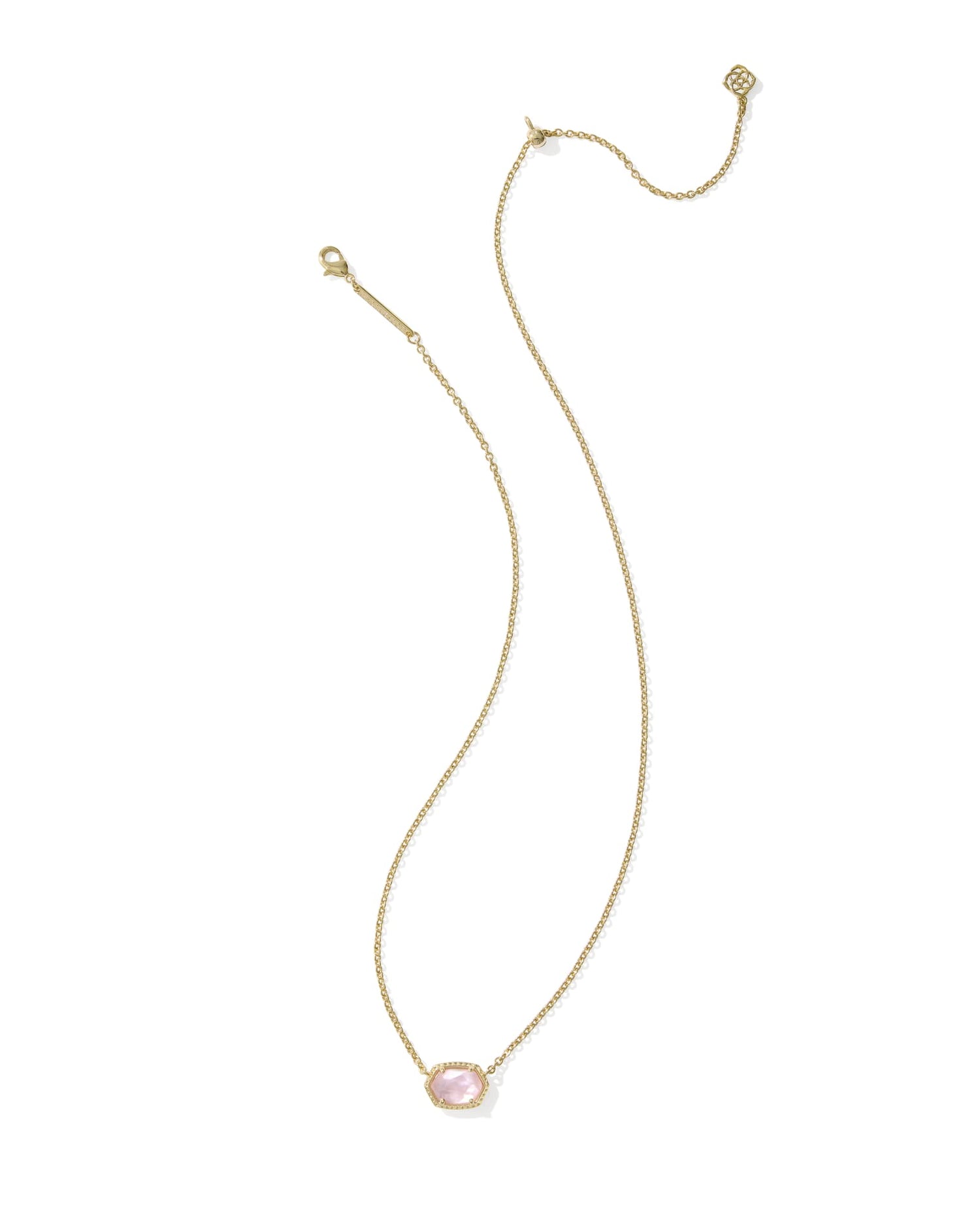 Daphne Frame Short Pendant Necklace Gold Light Pink Mother of Pearl