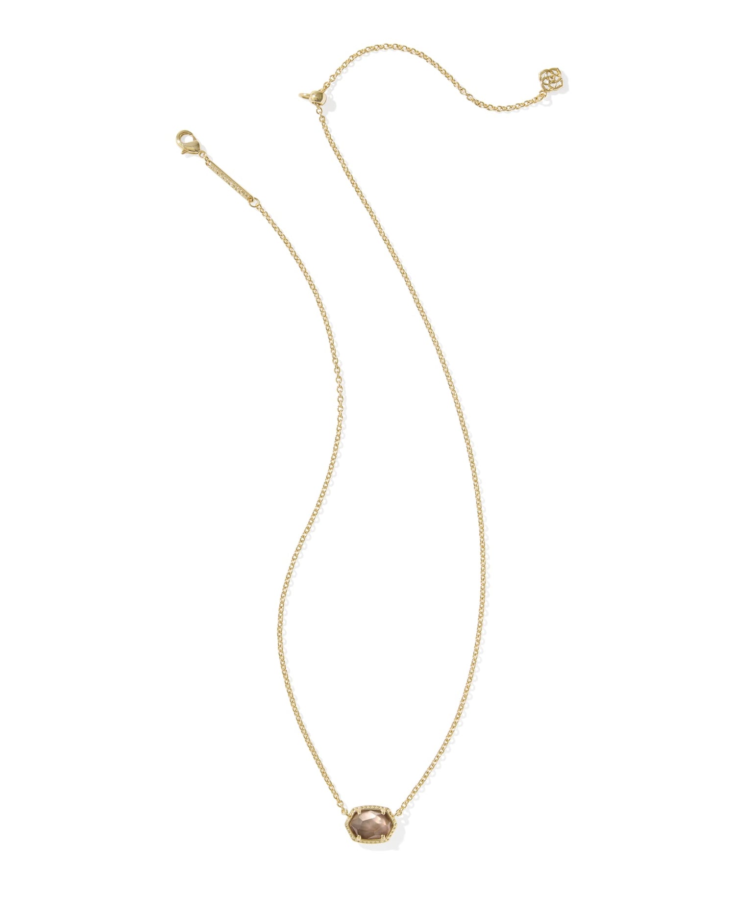 Daphne Frame Short Pendant Necklace Gold Taupe Mother of Pearl