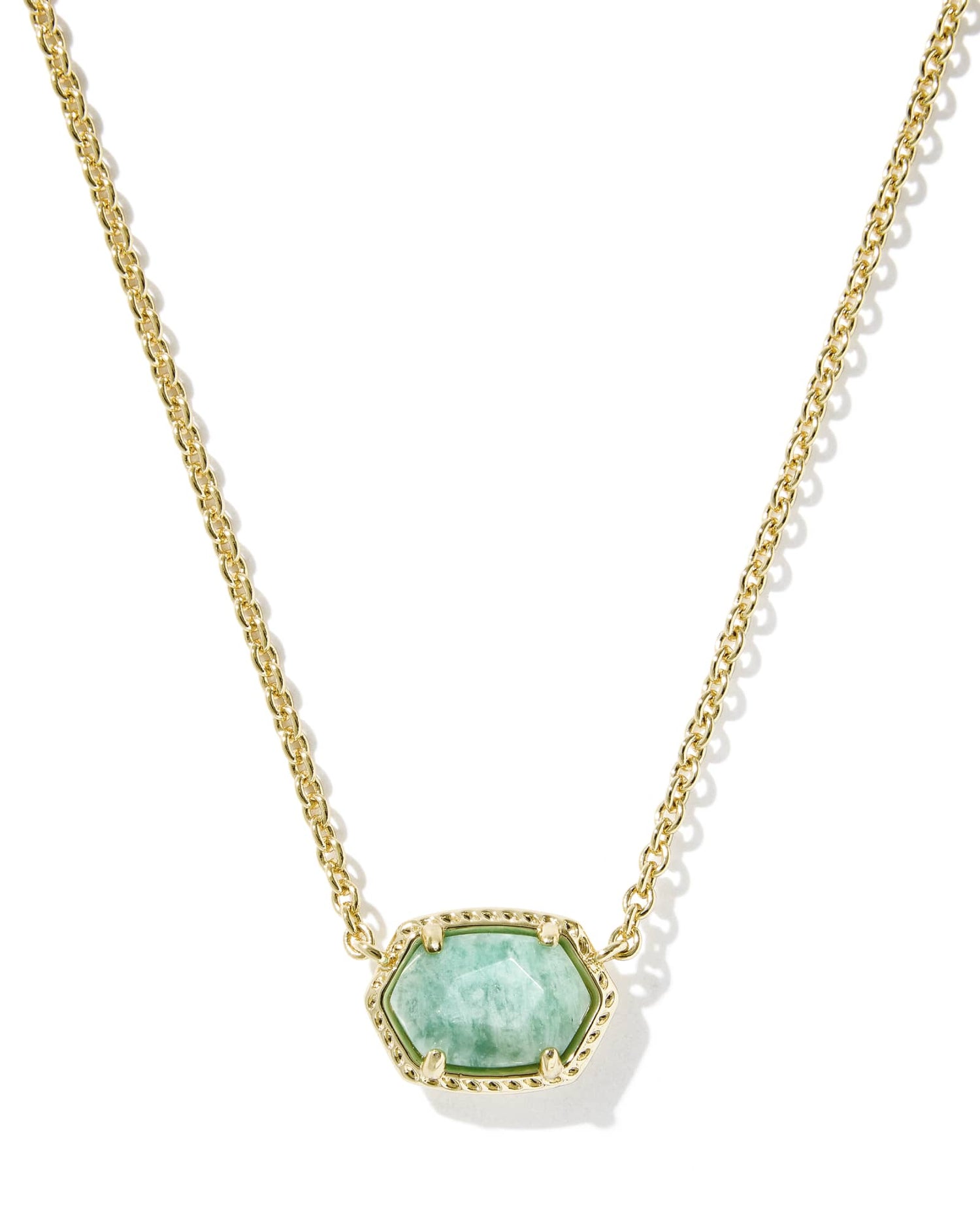 Daphne Frame Short Pendant Necklace Gold Teal Amazonite