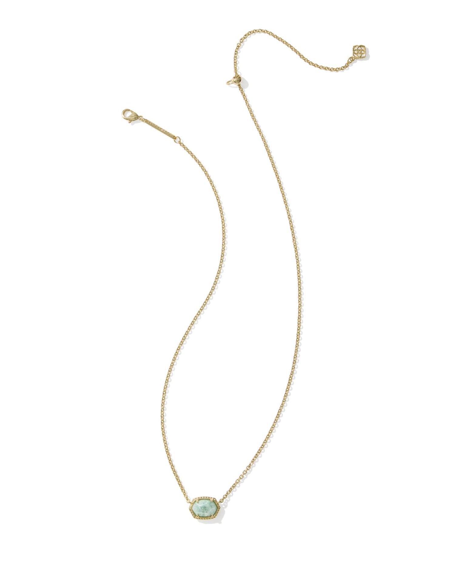 Daphne Frame Short Pendant Necklace Gold Teal Amazonite