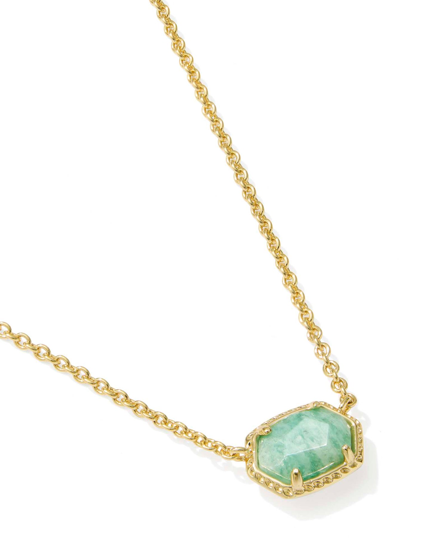 Daphne Frame Short Pendant Necklace Gold Teal Amazonite