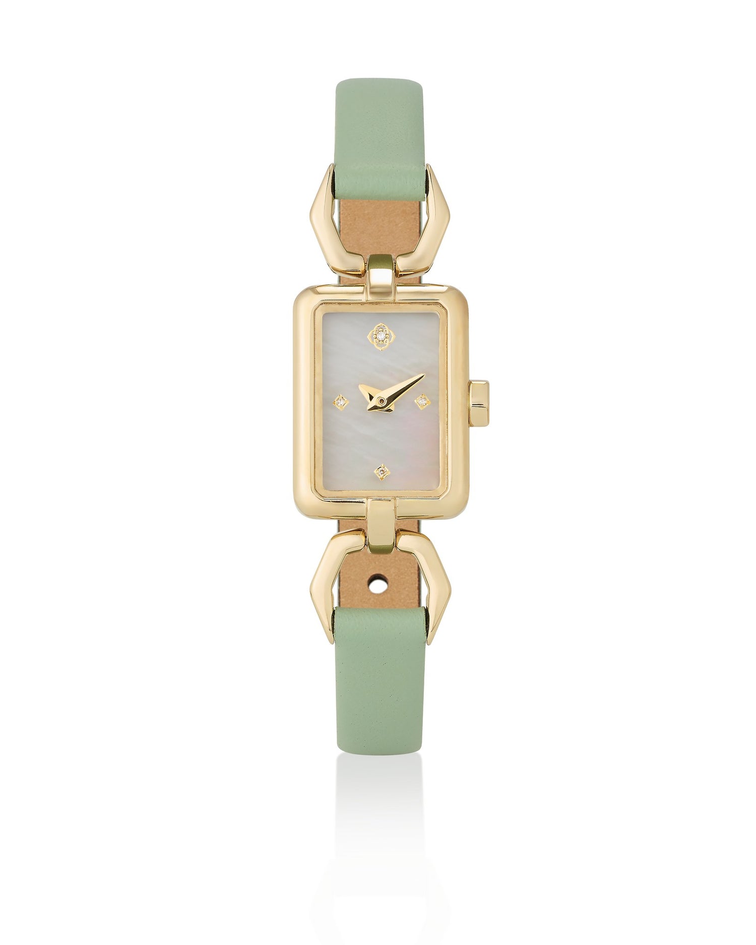 Adela Leather Watch Gold Green Leather