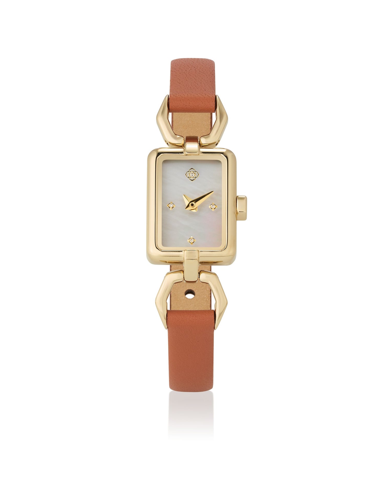 Adela Leather Watch Gold Brown Leather