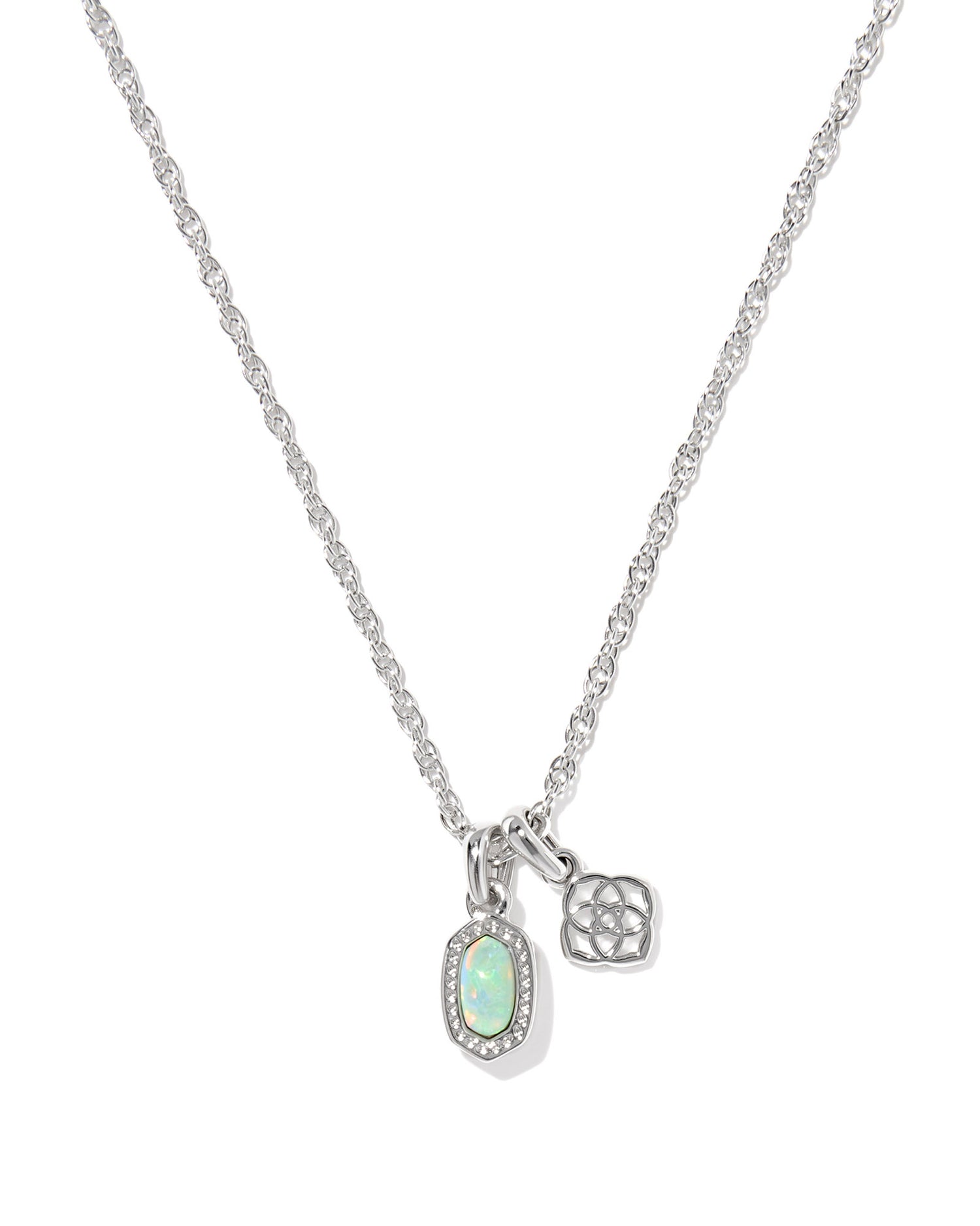 Mini Elisa Dira Necklace Silver Green Lab Grown Opal
