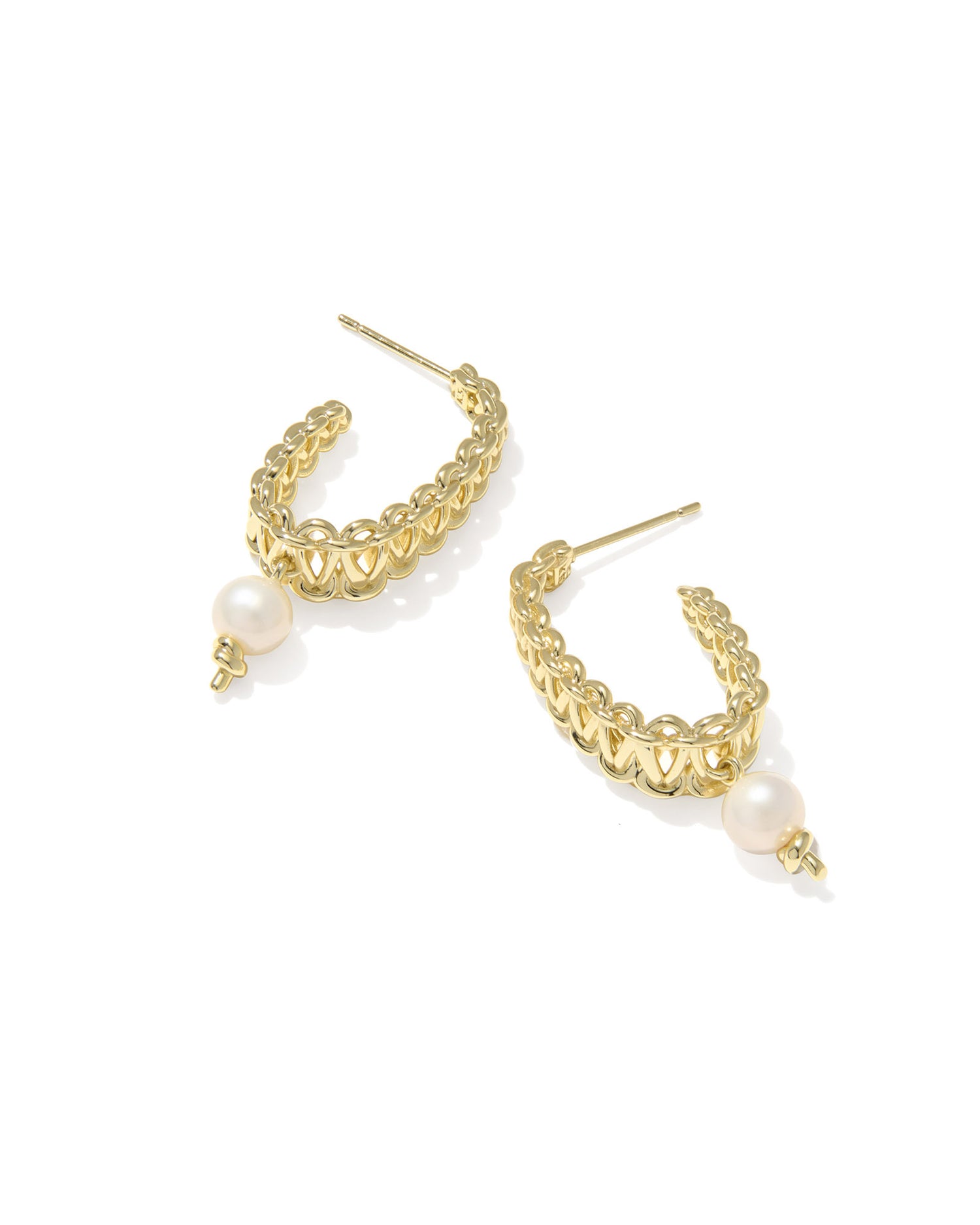 Gabriella Pearl Hoop Earrings Gold Freshwater Cultured Pearl
