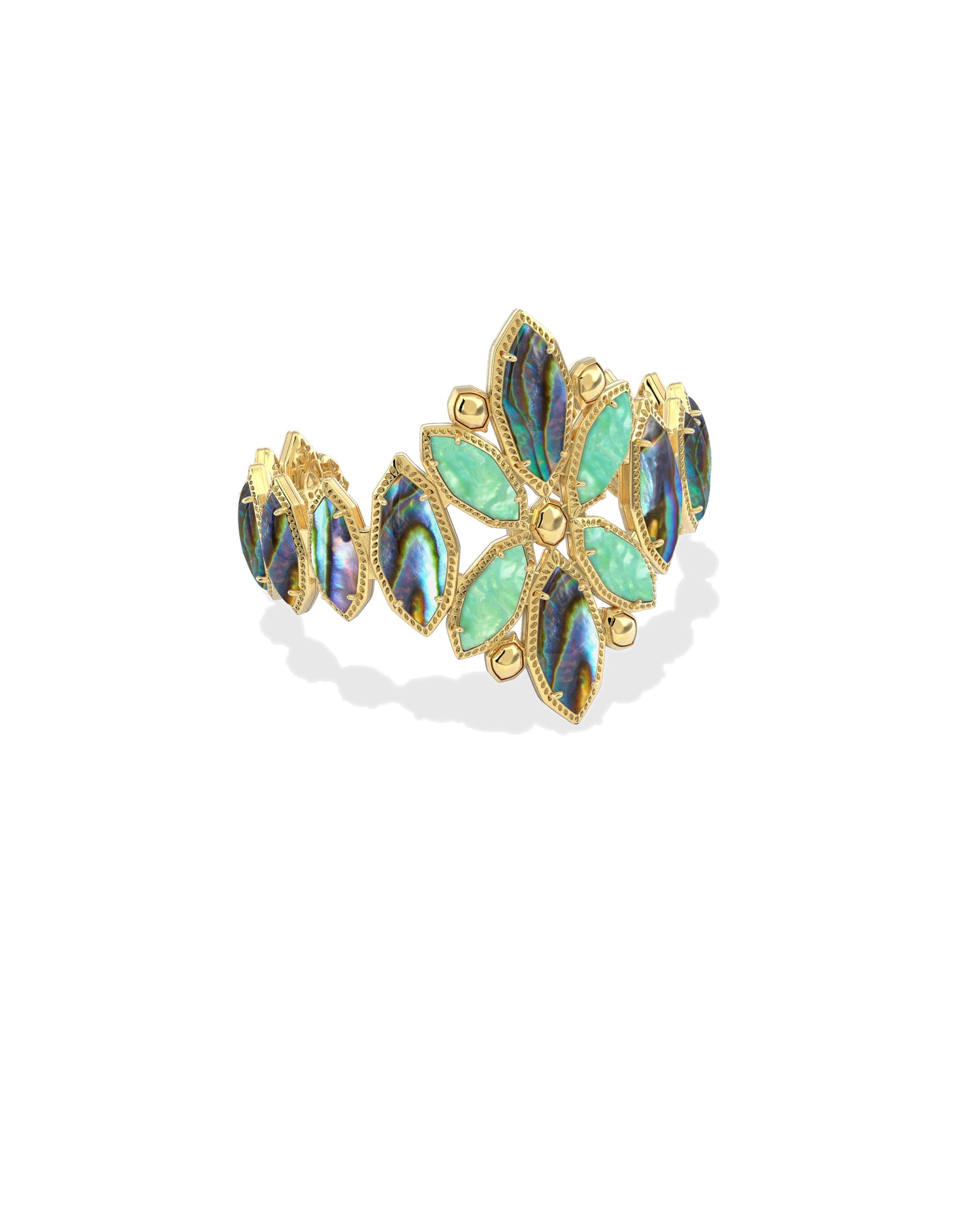 Ophelia Statement Cuff Bracelet Gold Abalone Sea Green Mix S/M