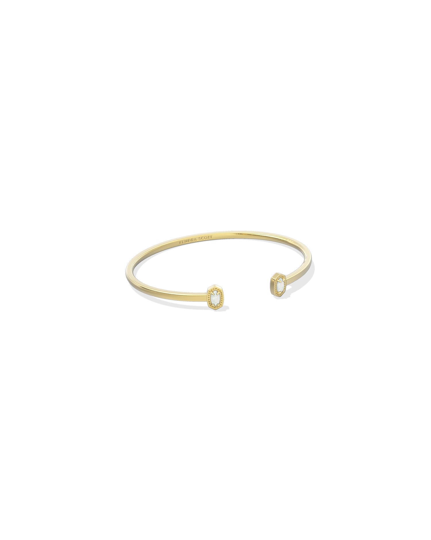 Mini Elton Cuff Bracelet Gold Bright White Lab Grown Opal S/M