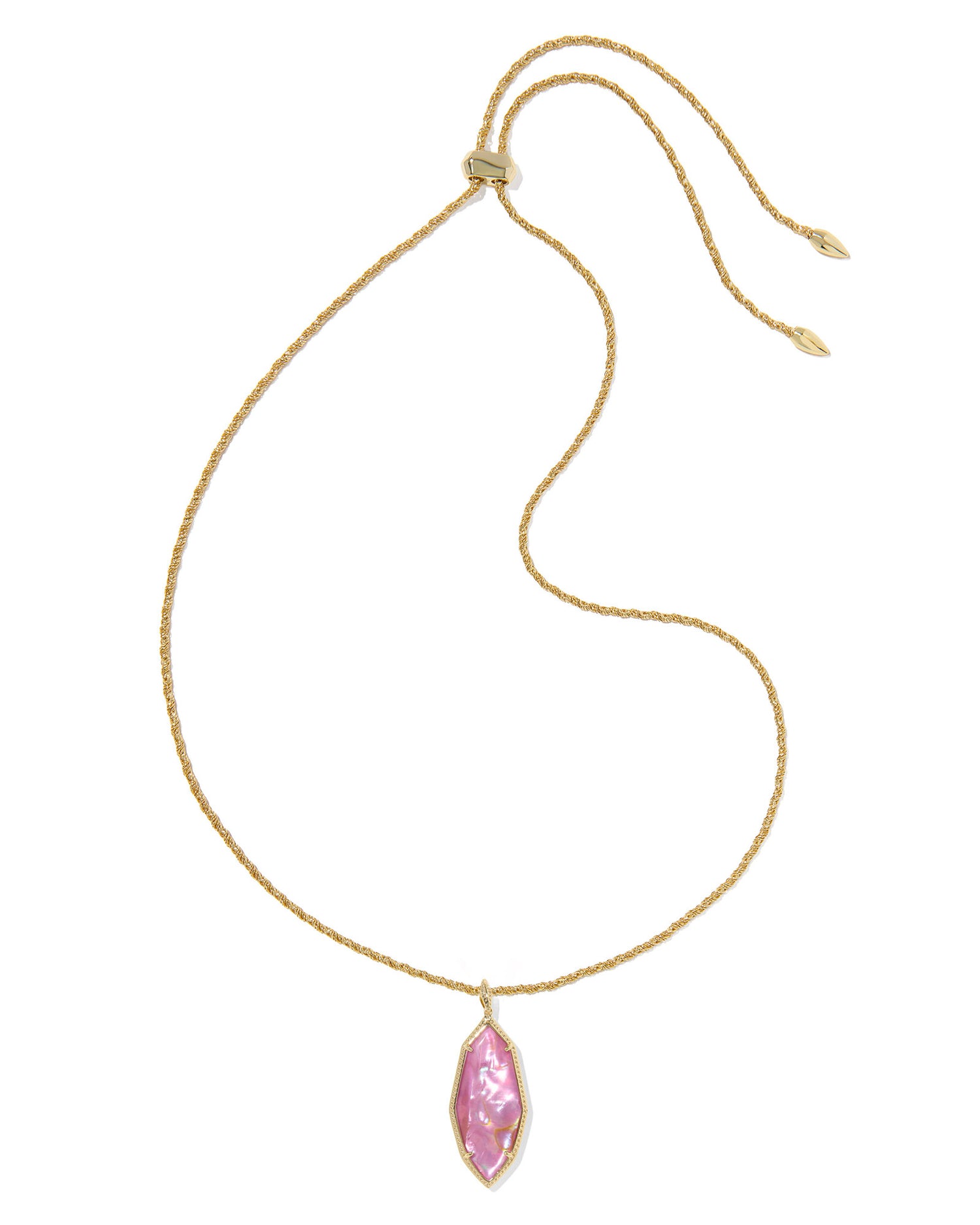 Ophelia Large Long Pendant Necklace Gold Light Mauve Illusion