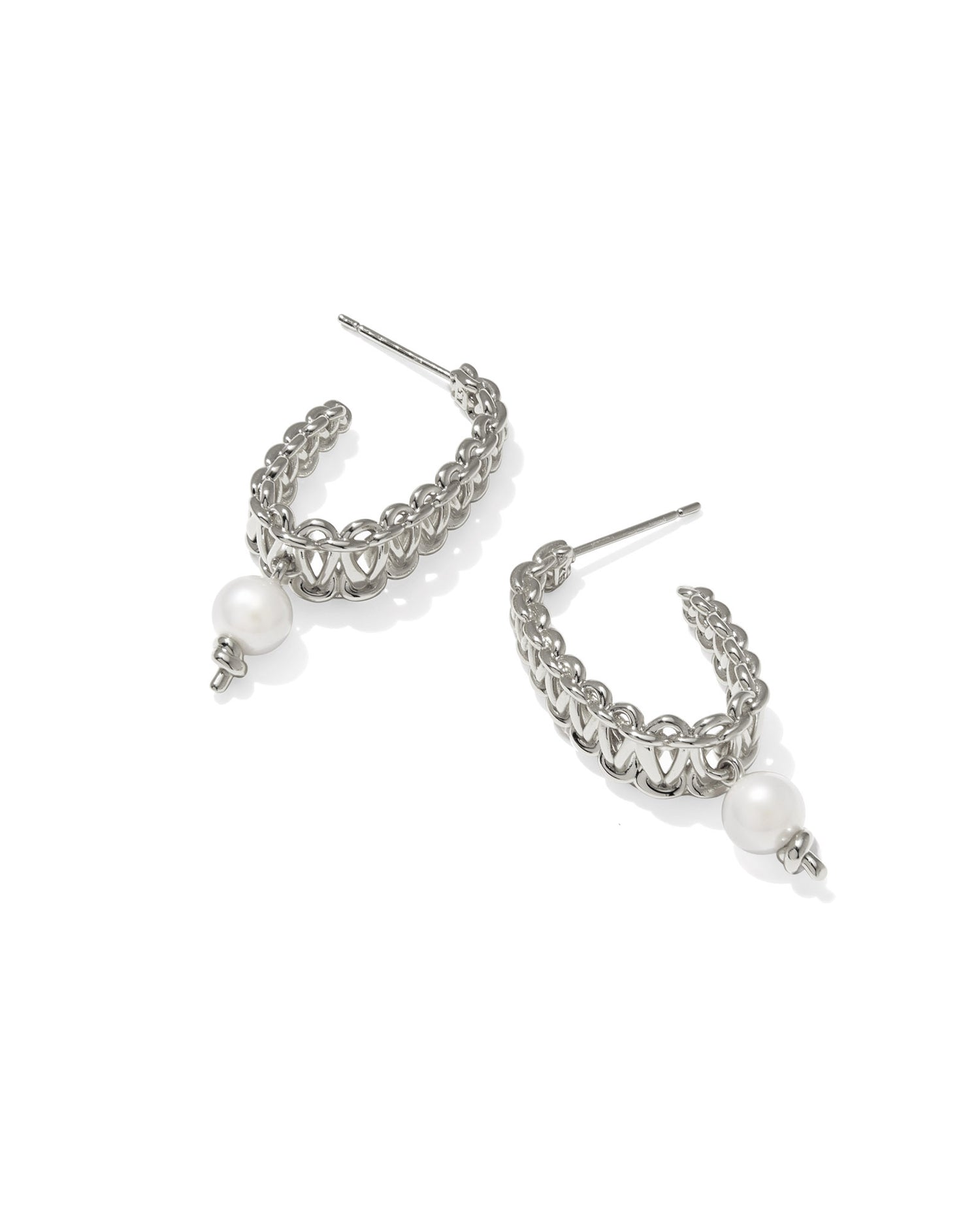 Gabriella Pearl Hoop Earrings Vintage Silver Freshwater Cultured Pearl