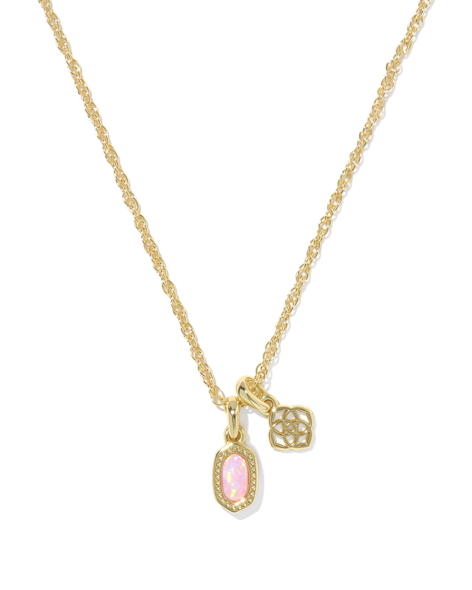 Mini Elisa Dira Necklace Gold Light Pink Lab Grown Opal