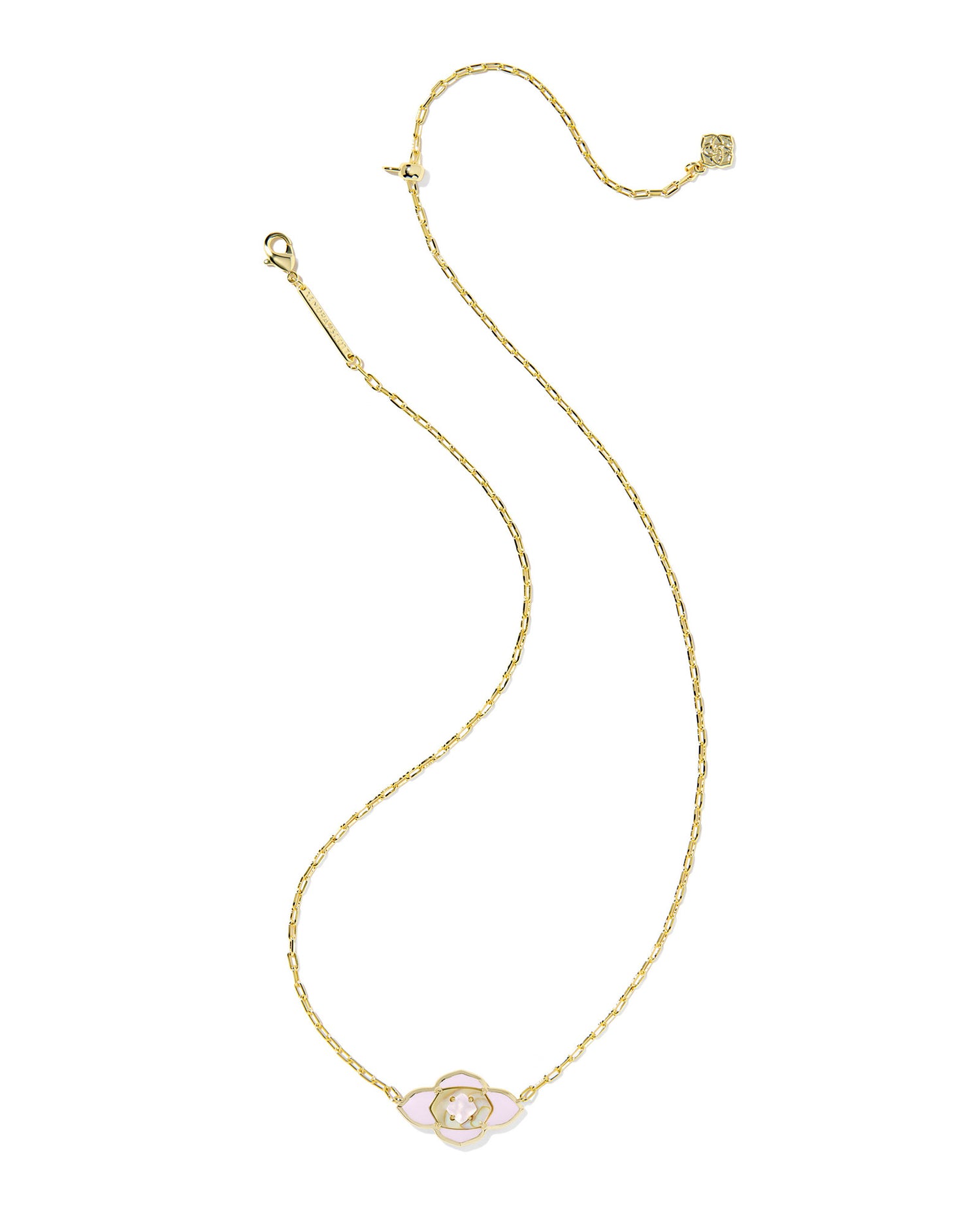 Abbie Medallion Short Pendant Necklace Gold Pink Mix